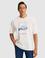 Beyaz Comfort Fit %100 Pamuk Bisiklet Yaka Desenli T-shirt