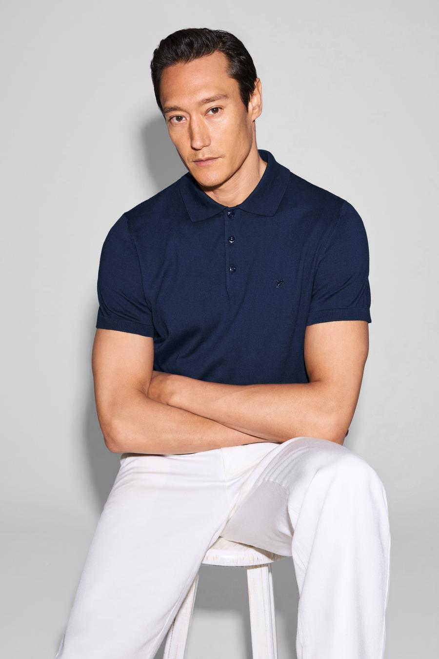Lacivert Slim Fit Polo Yaka Saf Pamuk Triko T-shirt - 50328369001