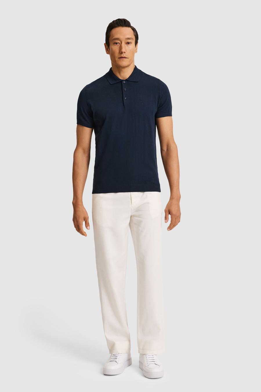 Lacivert Slim Fit Polo Yaka Saf Pamuk Triko T-shirt - 50328369001