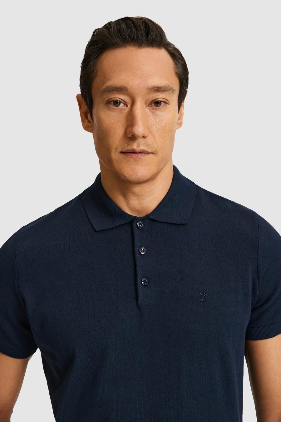 Lacivert Slim Fit Polo Yaka Saf Pamuk Triko T-shirt - 50328369001