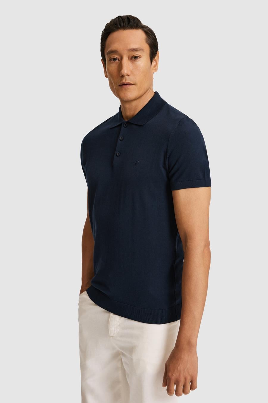 Lacivert Slim Fit Polo Yaka Saf Pamuk Triko T-shirt - 50328369001