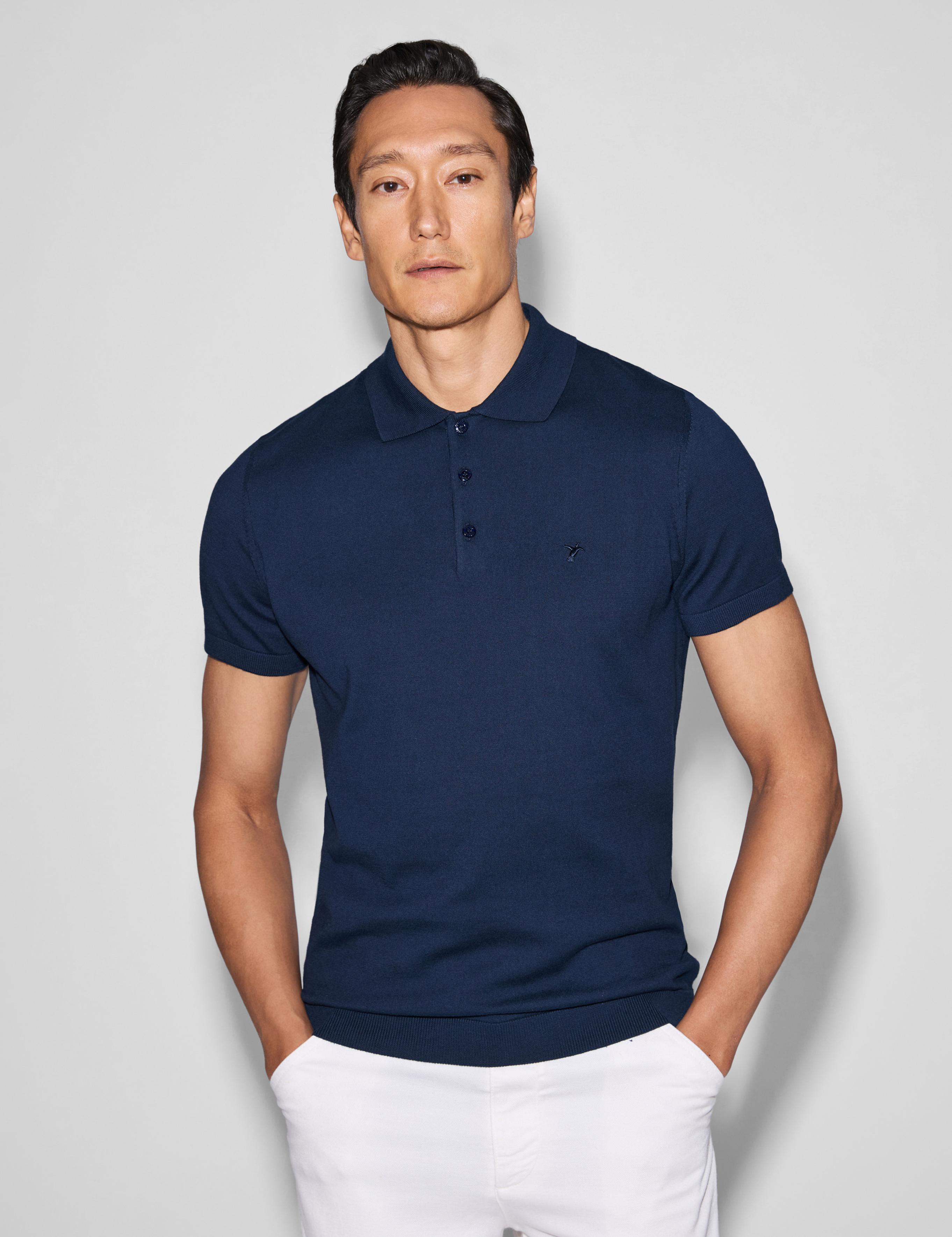 Lacivert Slim Fit Polo Yaka Saf Pamuk Triko T-shirt - 50328369001