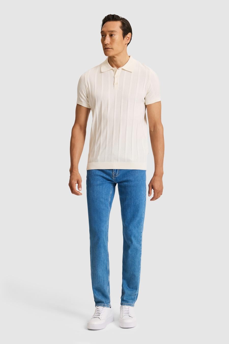 Ekru Slim Fit Pamuk Karışımlı Polo Yaka Triko T-shirt - 50328370010