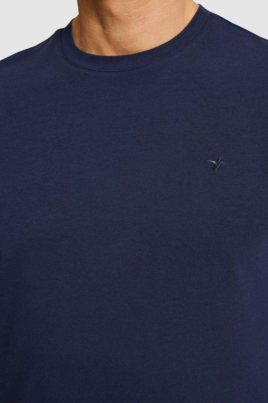 Lacivert Slim Fit Bisiklet Yaka Pamuk Karışımlı Basic T-shirt - 50328373056