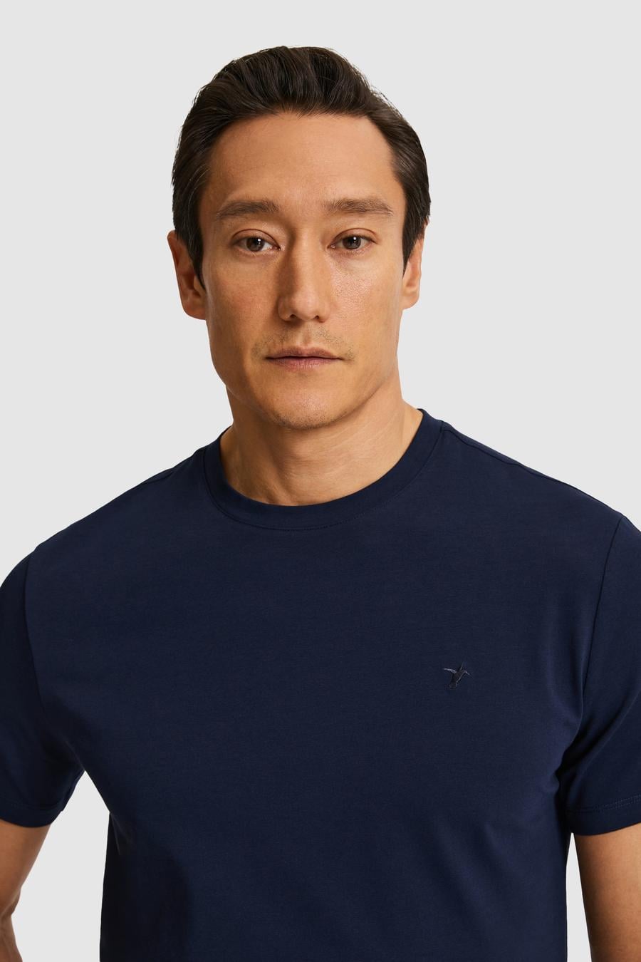 Lacivert Slim Fit Bisiklet Yaka Pamuk Karışımlı Basic T-shirt - 50328373056
