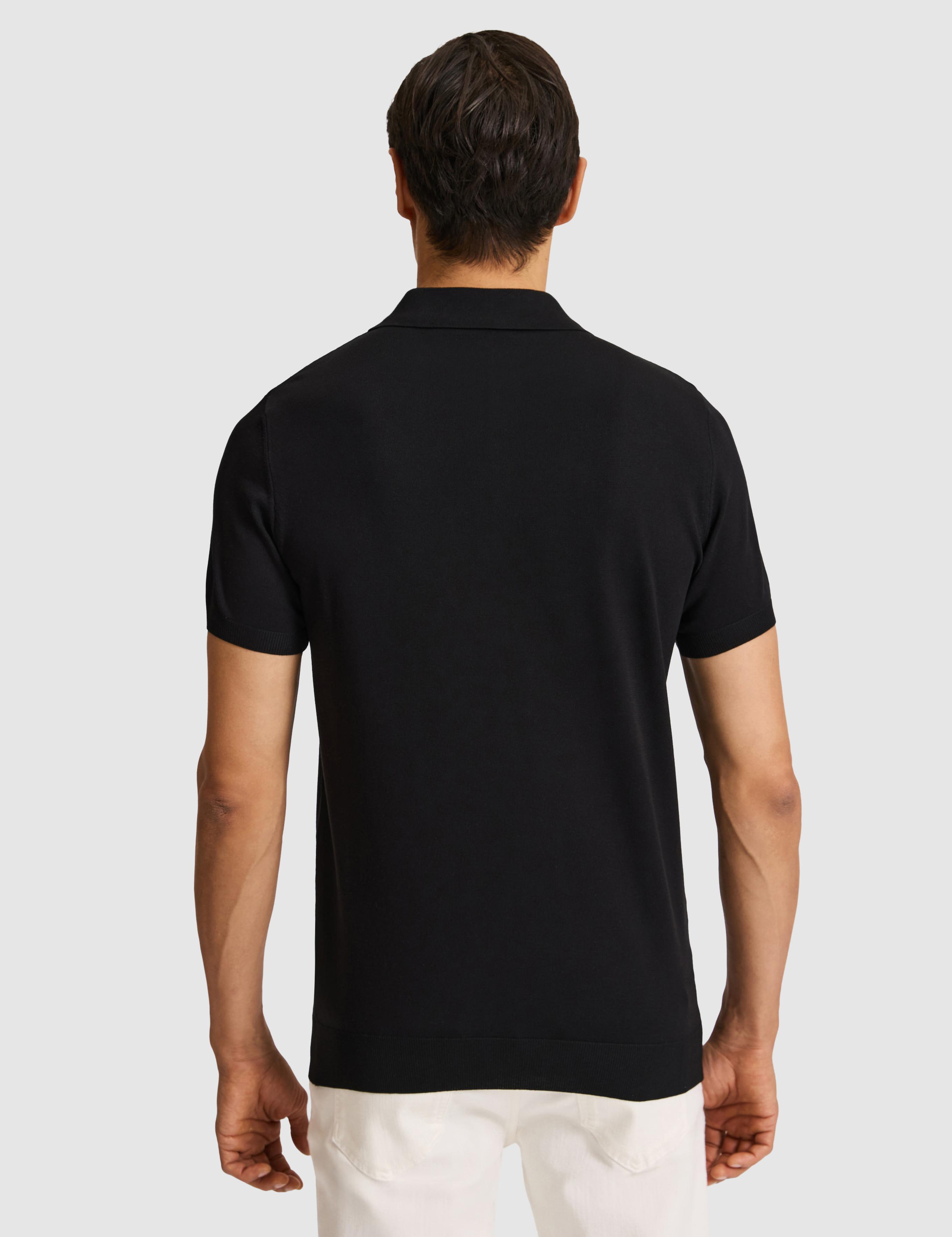 Siyah Slim Fit Fermuarlı Polo Yaka Triko T-shirt - 50328381019