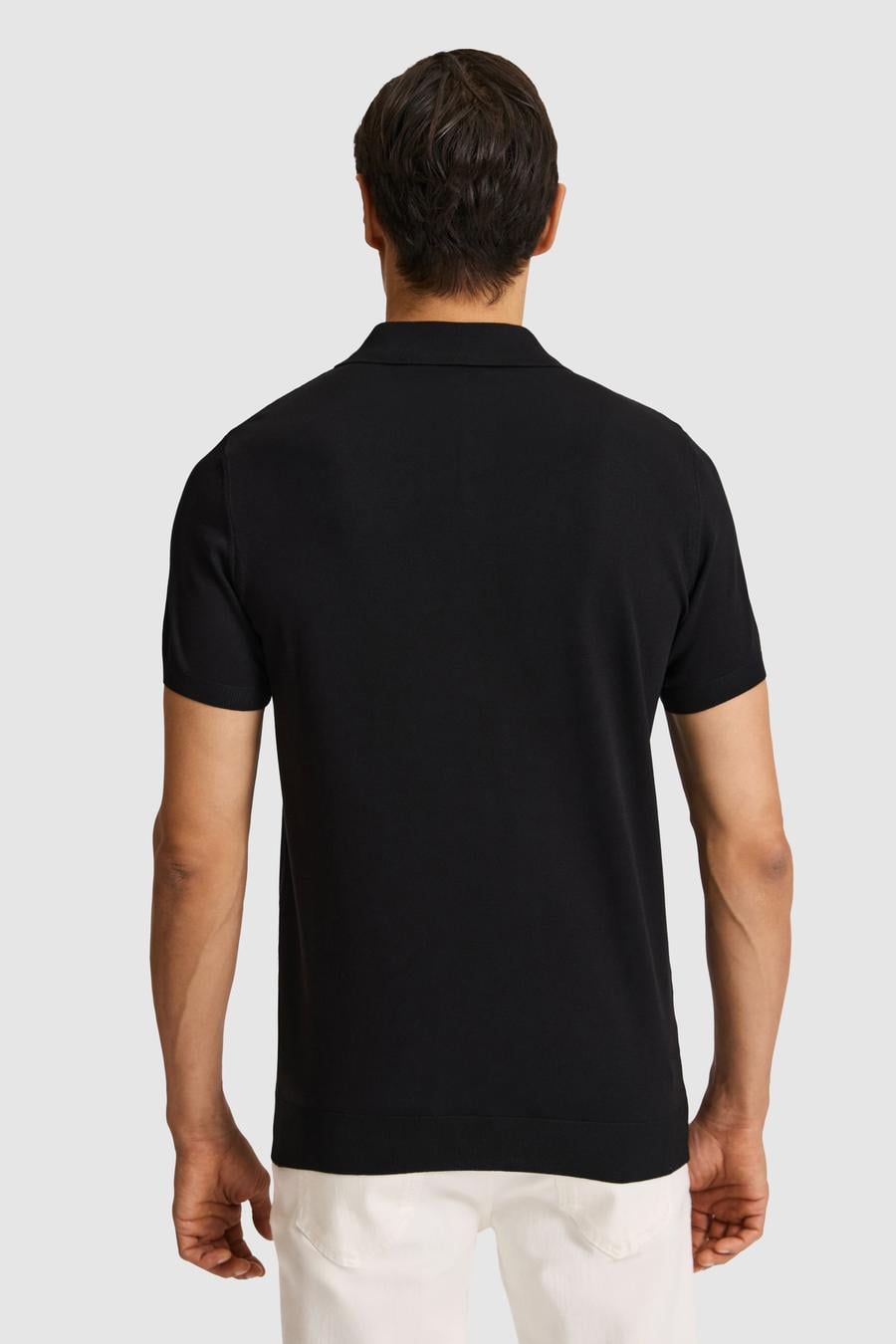 Siyah Slim Fit Fermuarlı Polo Yaka Triko T-shirt - 50328381019