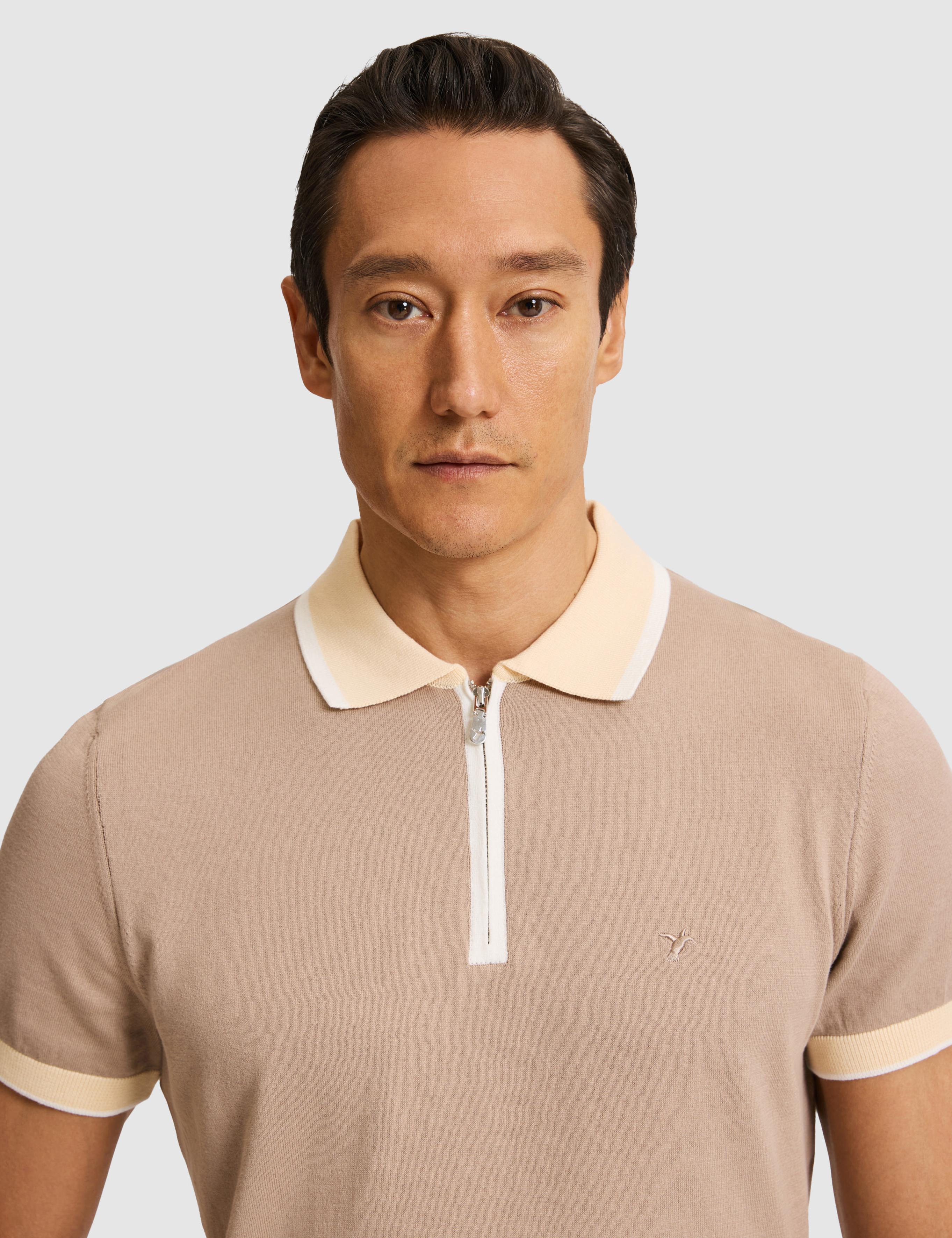 Vizon Slim Fit Fermuarlı Polo Yaka Saf Pamuk Triko T-shirt - 50321116020