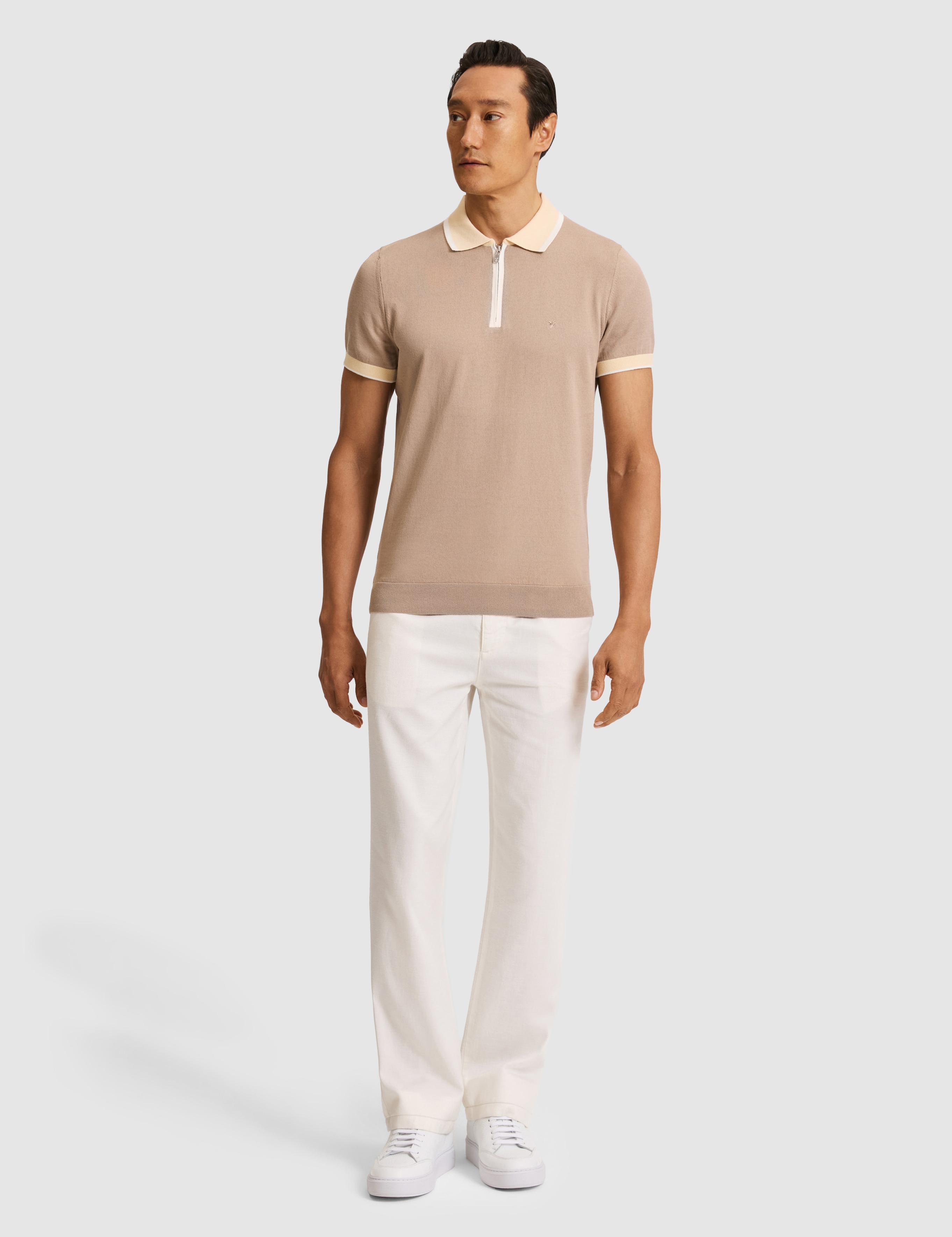 Vizon Slim Fit Fermuarlı Polo Yaka Saf Pamuk Triko T-shirt - 50321116020