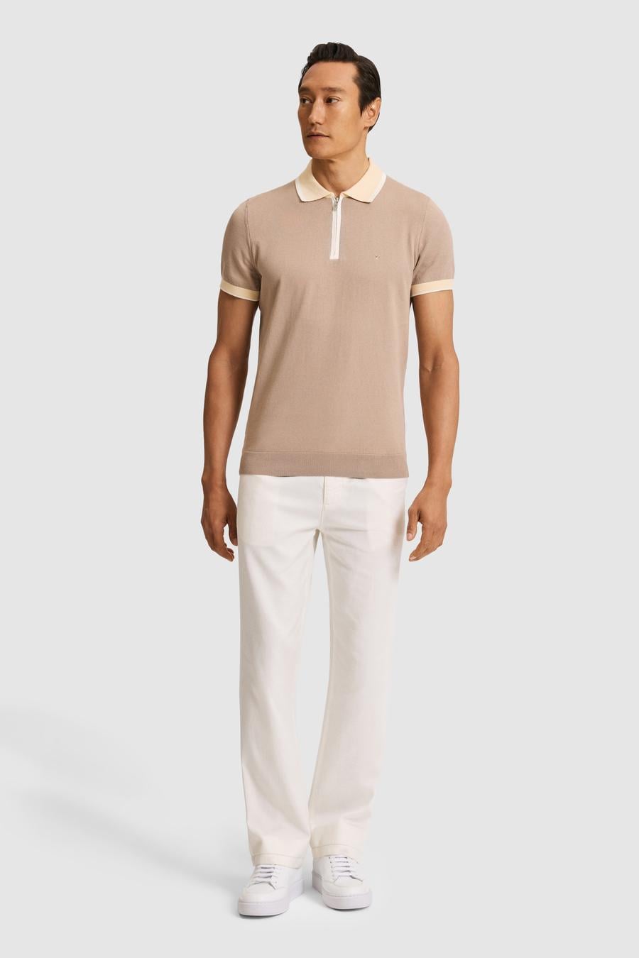 Vizon Slim Fit Fermuarlı Polo Yaka Saf Pamuk Triko T-shirt - 50321116020