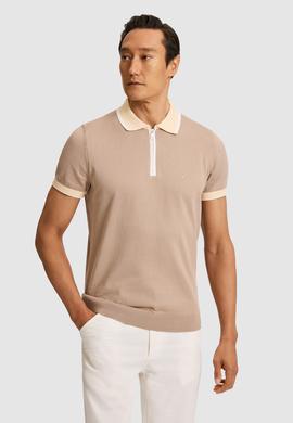 Vizon Slim Fit Fermuarlı Polo Yaka Saf Pamuk Triko T-shirt