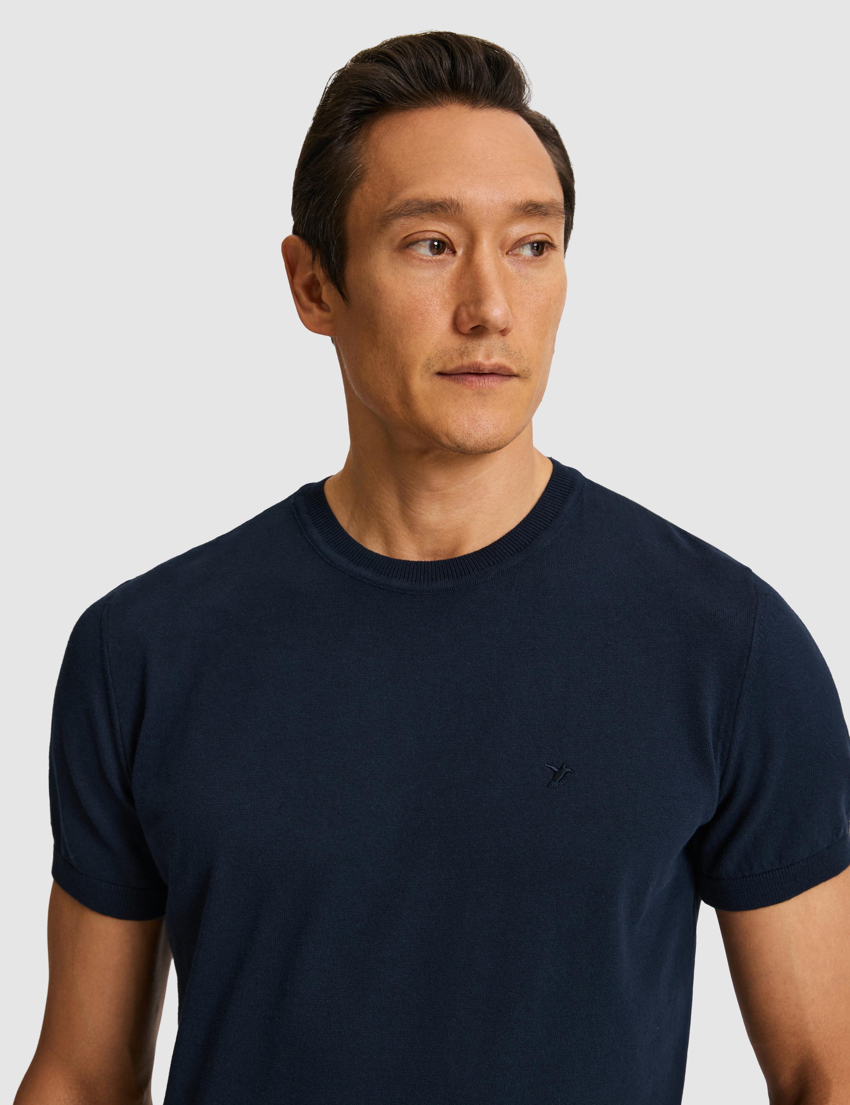 Lacivert Slim Fit Bisiklet Yaka Saf Pamuk Triko T-shirt - 50320665075
