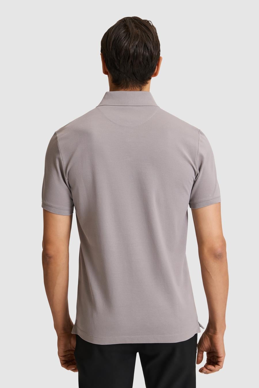 Koyu Gri Slim Fit Saf Pamuk Polo Yaka Basic T-shirt - 50320657195