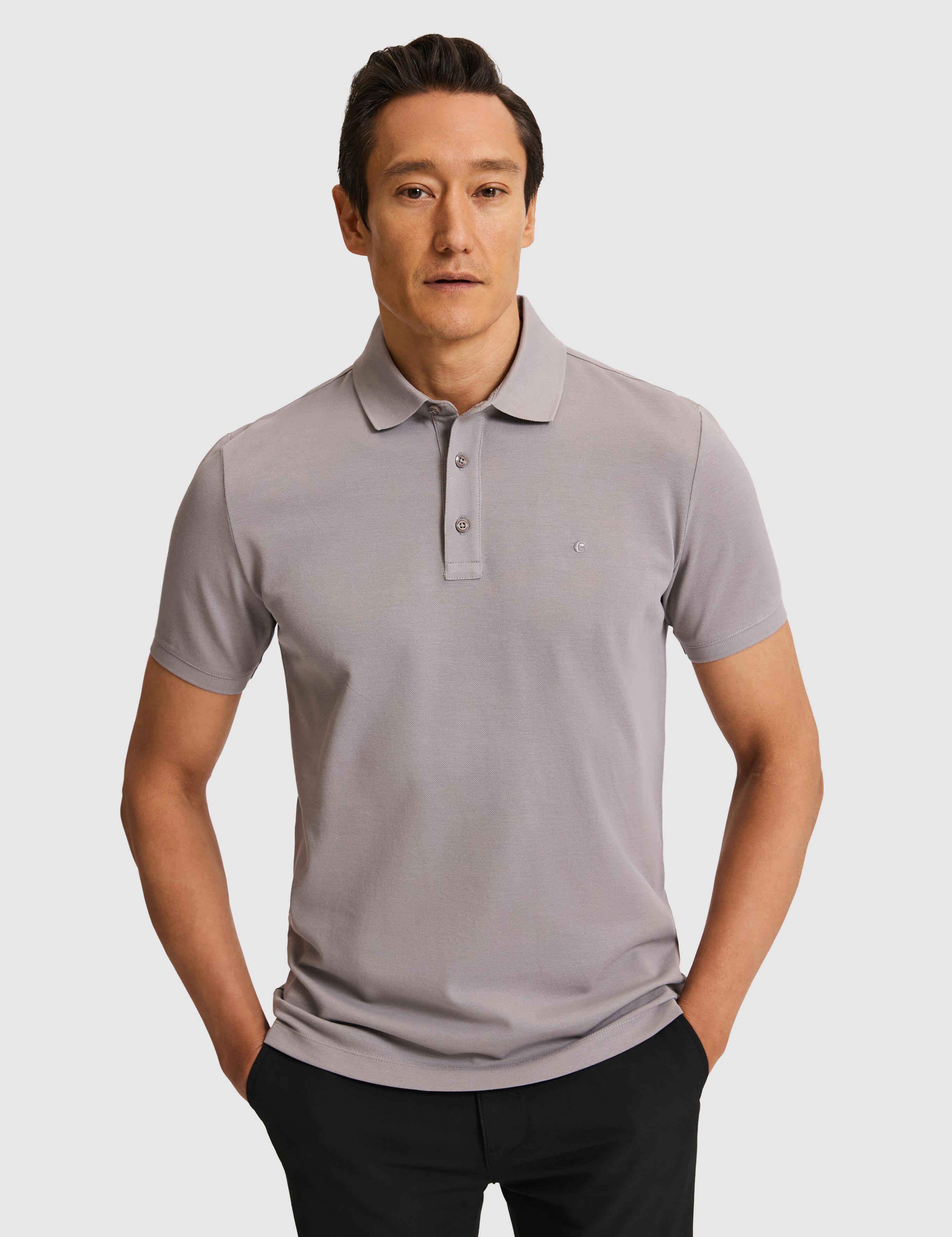 Koyu Gri Slim Fit Saf Pamuk Polo Yaka Basic T-shirt - 50320657195