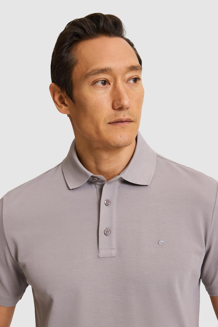 Koyu Gri Slim Fit Saf Pamuk Polo Yaka Basic T-shirt - 50320657195