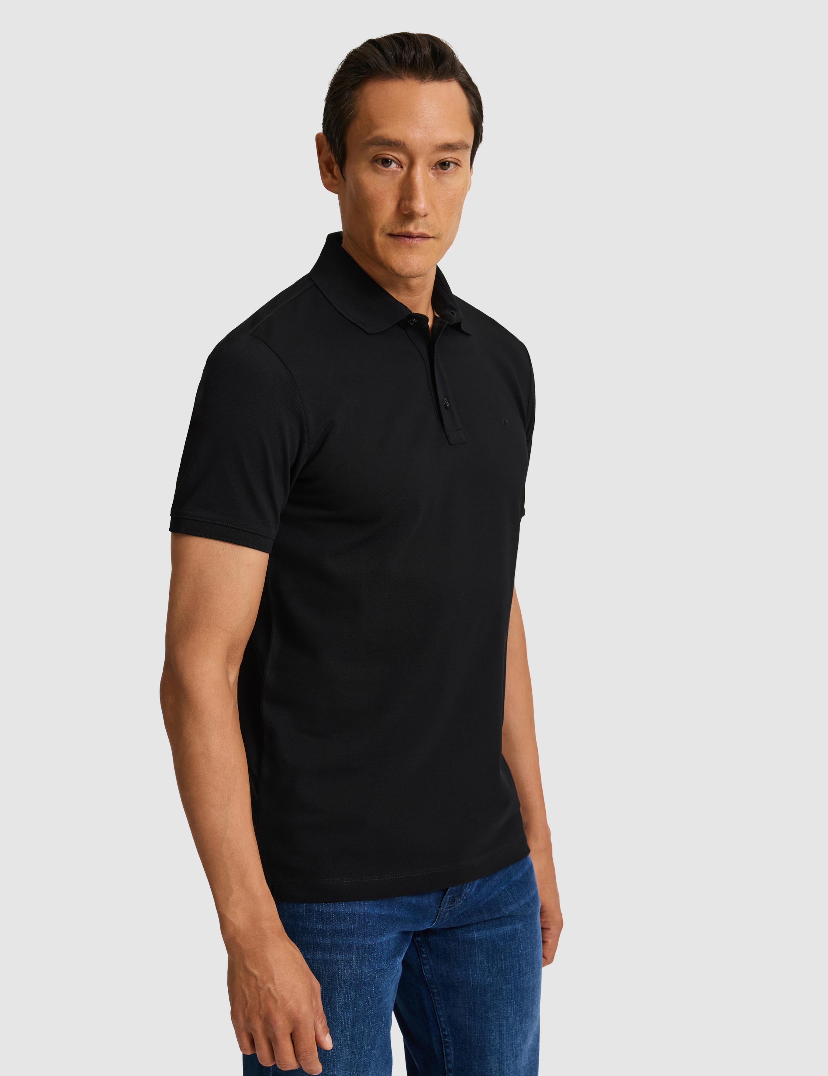 Siyah Slim Fit Saf Pamuk Polo Yaka Basic T-shirt - 50320657076