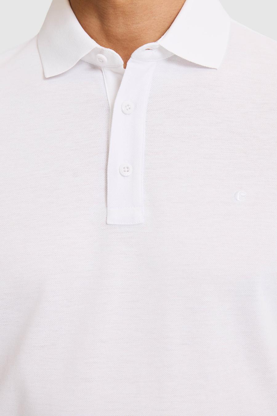 Beyaz Slim Fit Saf Pamuk Polo Yaka Basic T-shirt - 50320657032