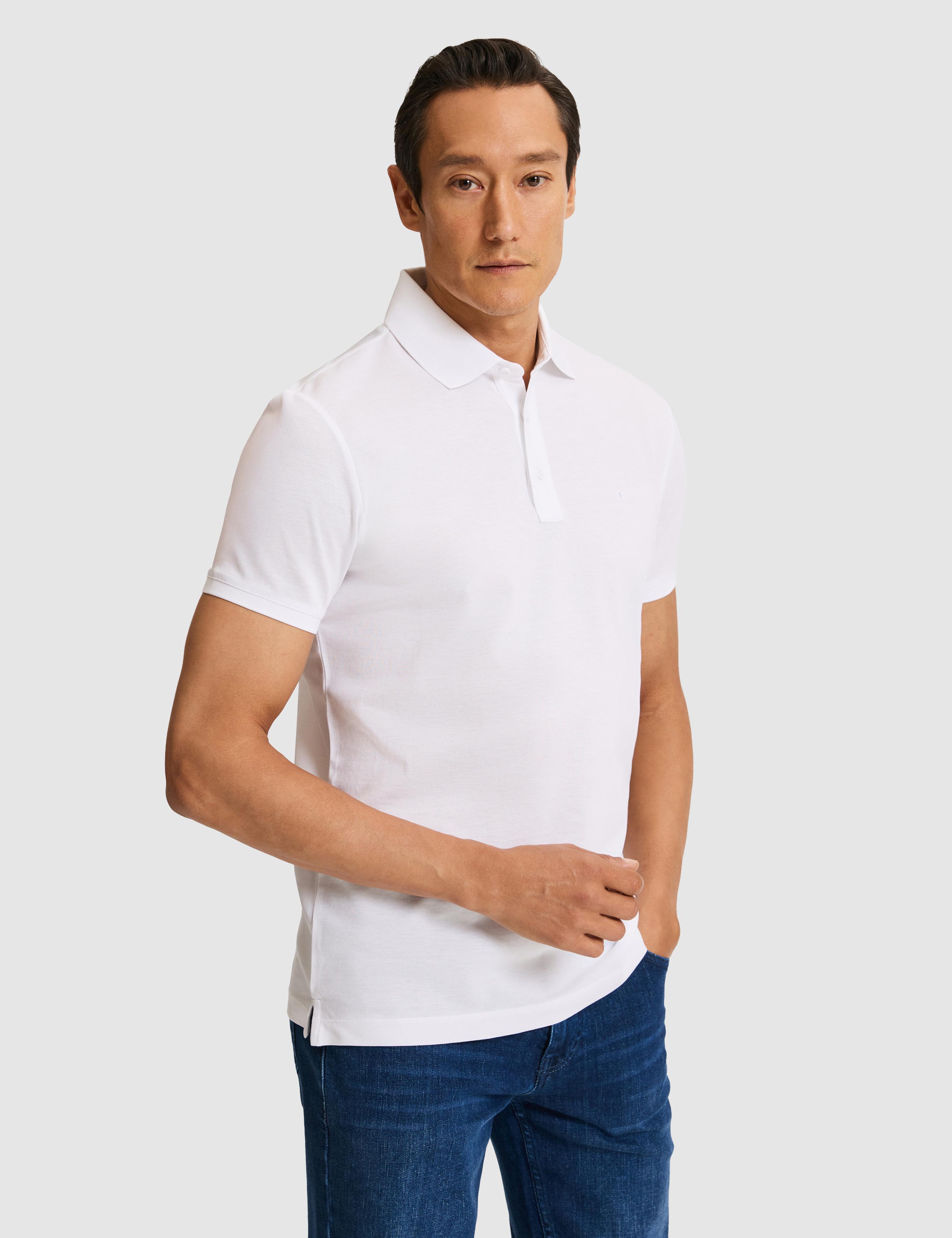 Beyaz Slim Fit Saf Pamuk Polo Yaka Basic T-shirt - 50320657032