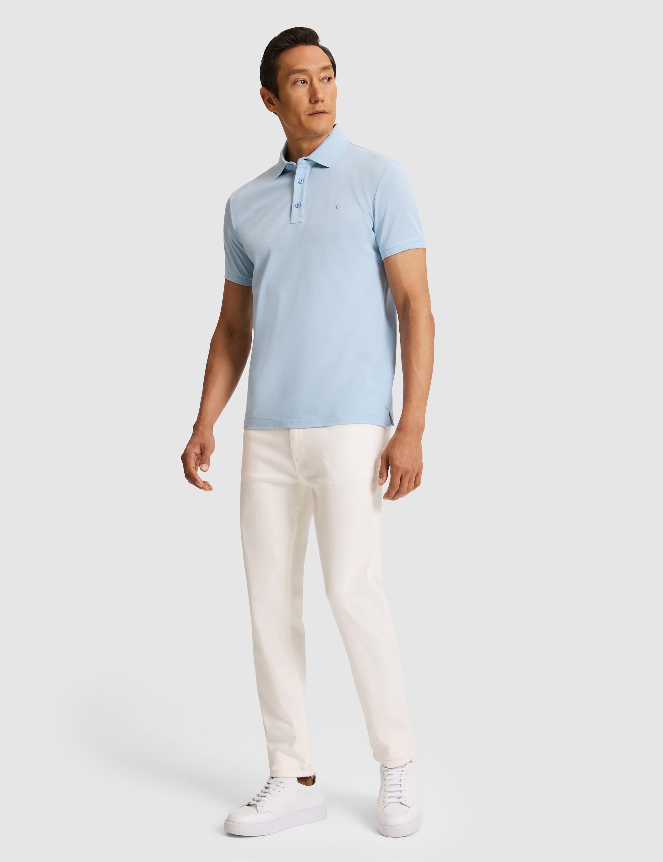Açık Mavi Slim Fit Saf Pamuk Polo Yaka Basic T-shirt - 50320657219