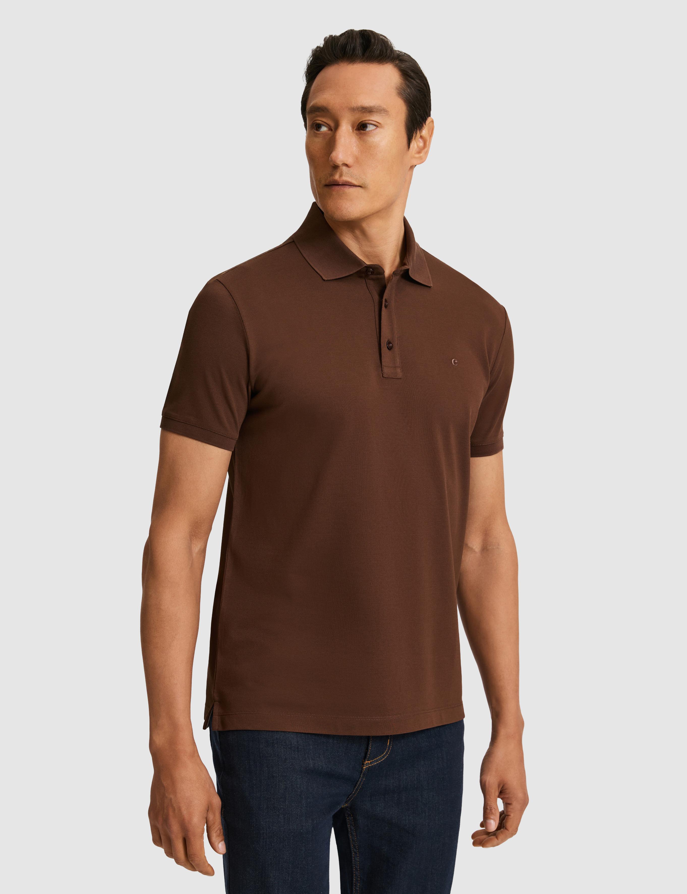 Kahverengi Slim Fit Saf Pamuk Polo Yaka Basic T-shirt - 50320657036