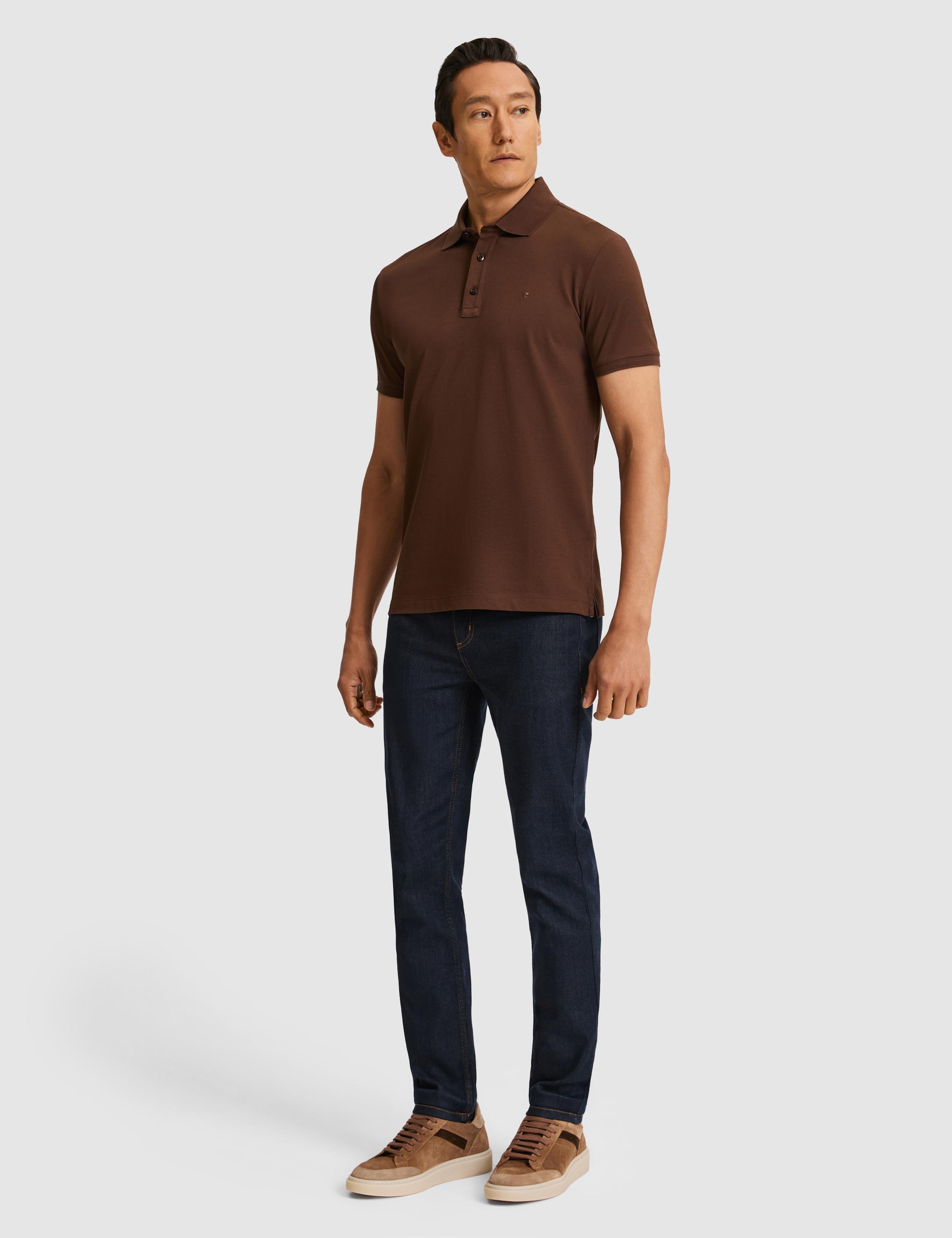 Kahverengi Slim Fit Saf Pamuk Polo Yaka Basic T-shirt - 50320657036