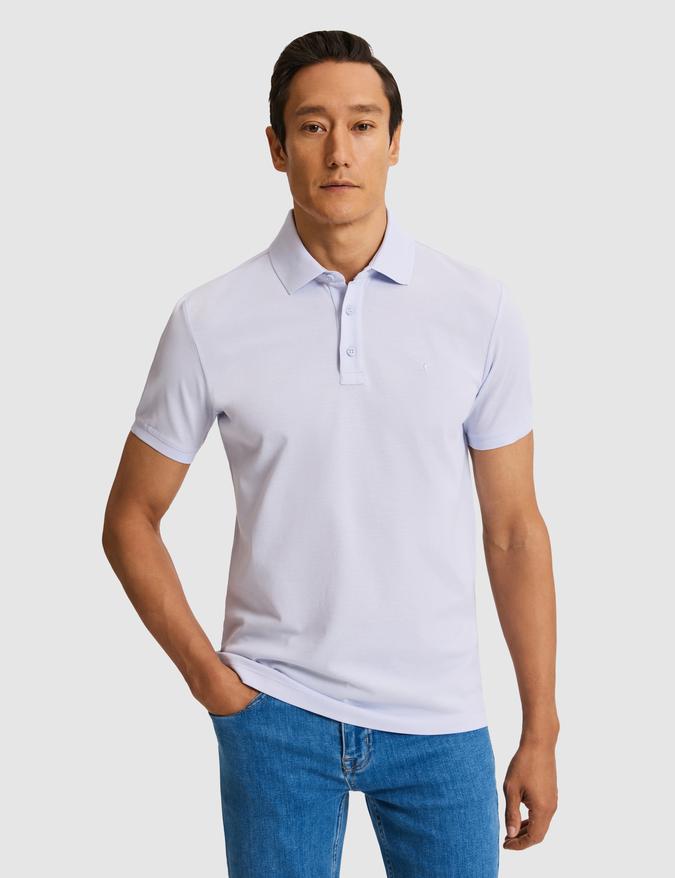 Lavanta Slim Fit Saf Pamuk Polo Yaka Basic T-shirt