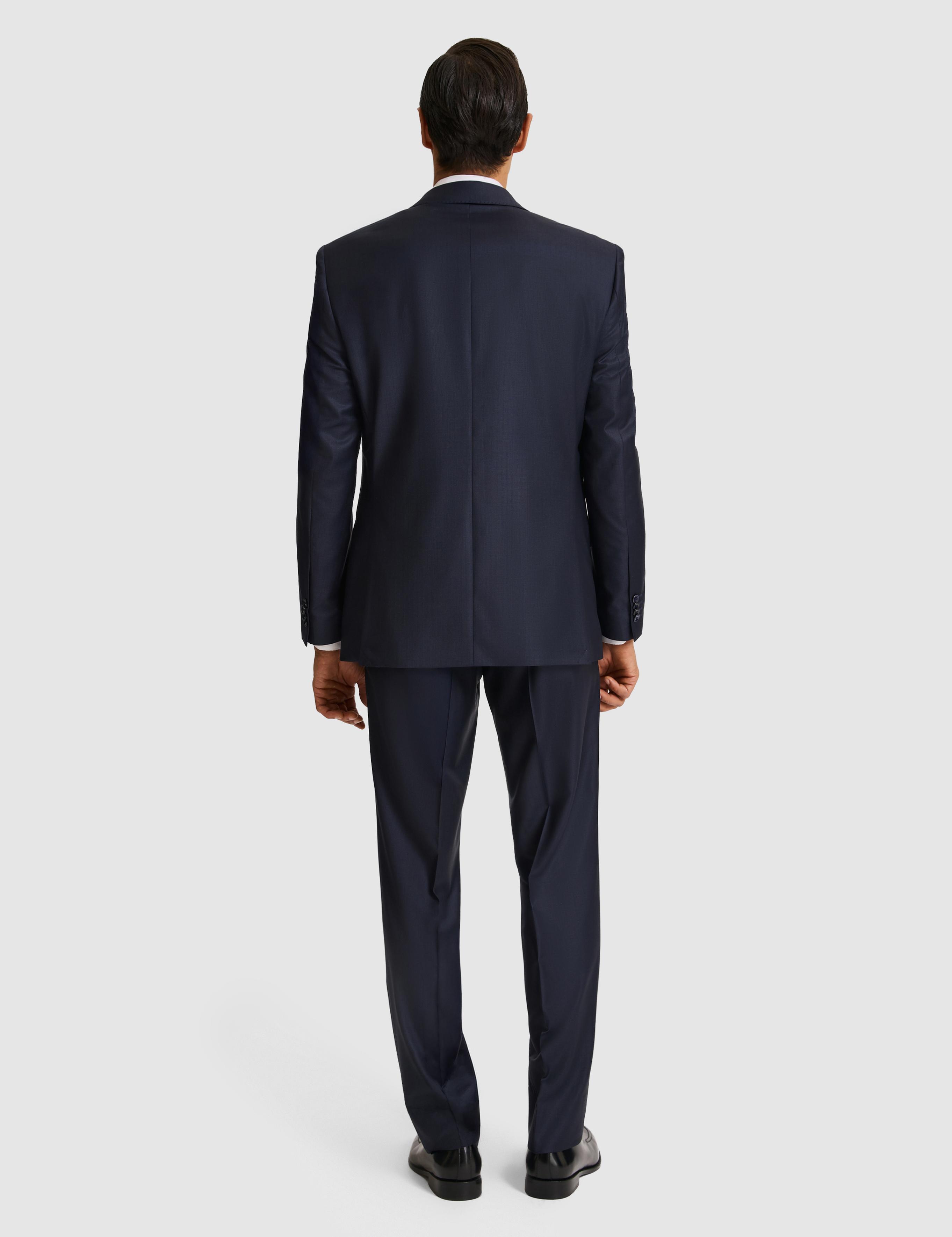 Lacivert Slim Fit Mikro Desen Mono Yaka Saf Yün Takım Elbise - 50324516014