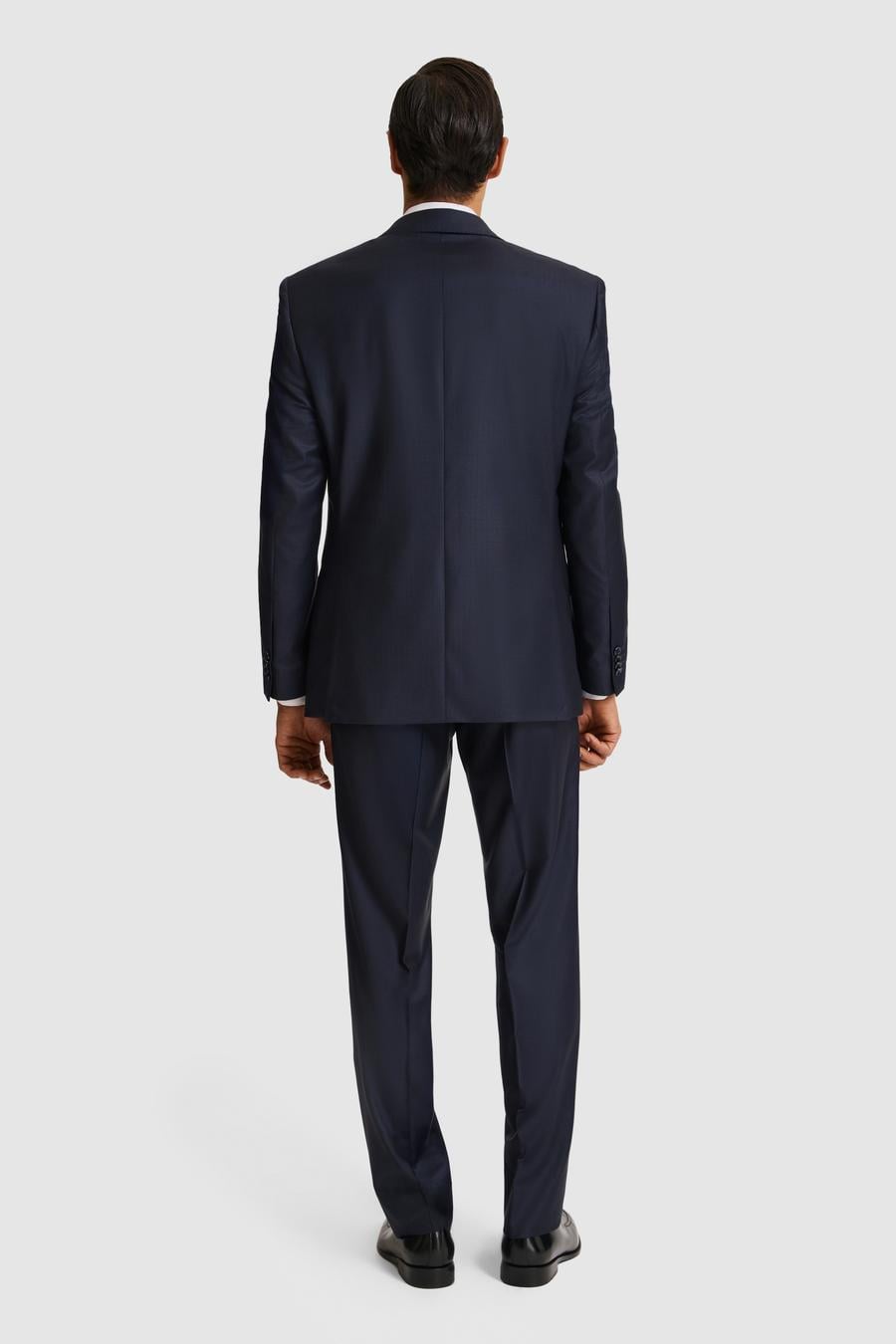 Lacivert Slim Fit Mikro Desen Mono Yaka Saf Yün Takım Elbise - 50324516014