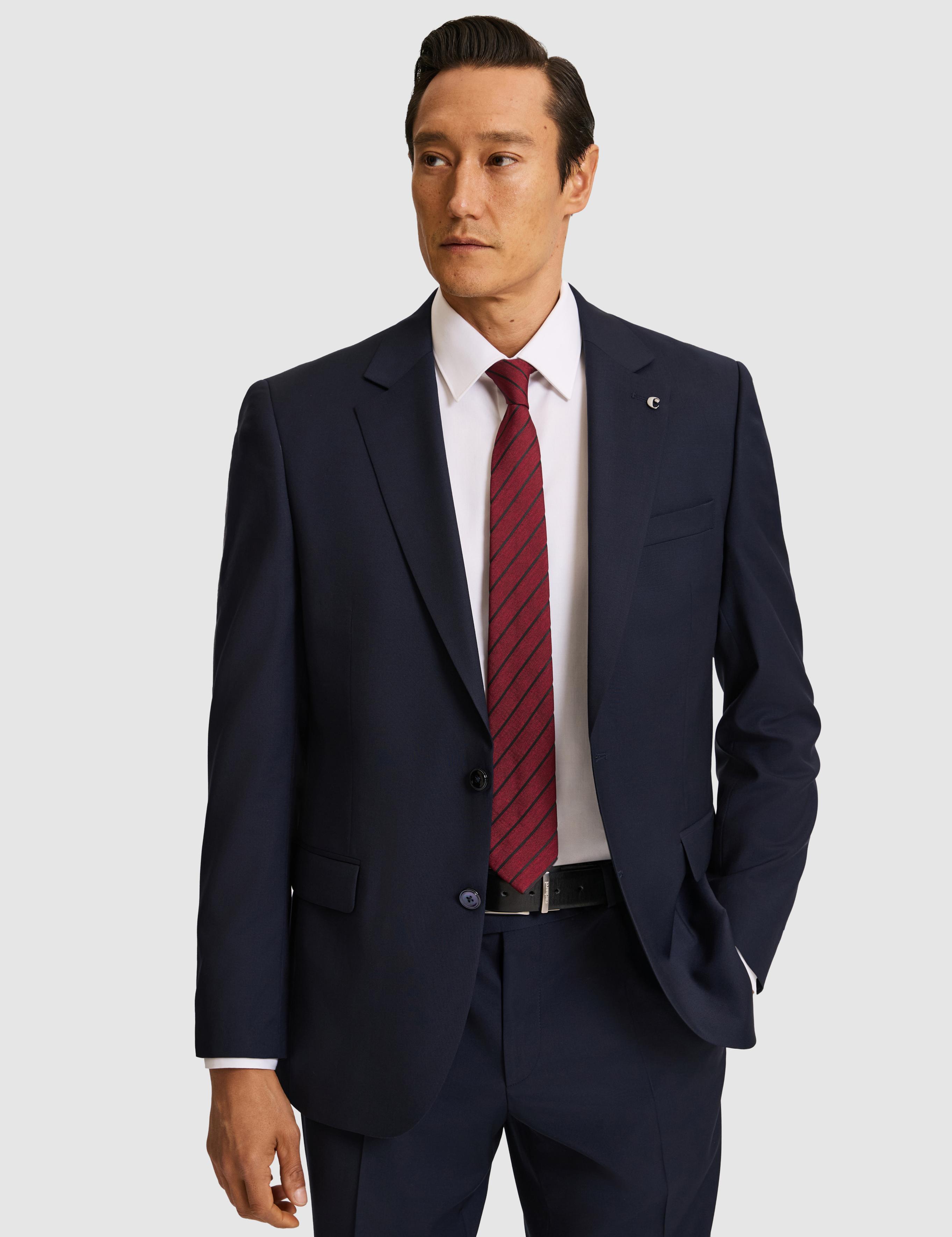 Lacivert Slim Fit Mikro Desen Mono Yaka Saf Yün Takım Elbise - 50324516014