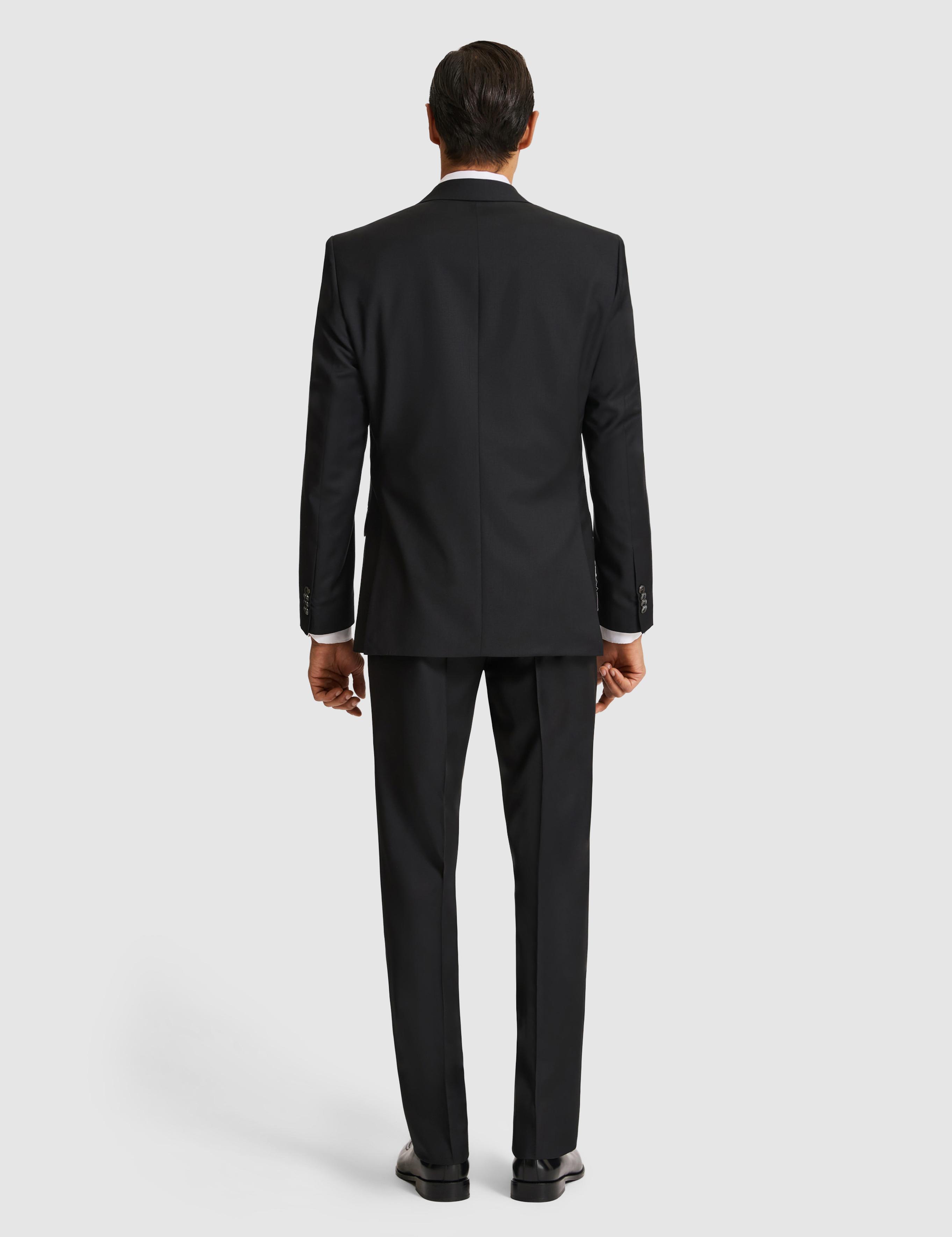 Siyah Slim Fit Mikro Desen Mono Yaka Saf Yün Takım Elbise - 50324516044