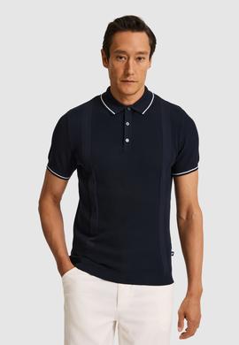 Lacivert Slim Fit Polo Yaka Saf Pamuk Triko T-shirt