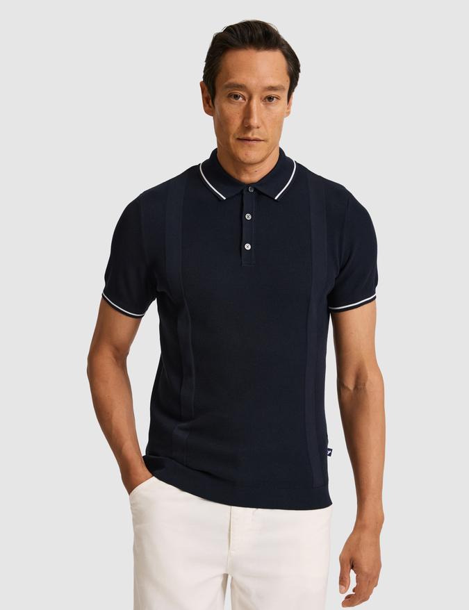 Lacivert Slim Fit Polo Yaka Saf Pamuk Triko T-shirt