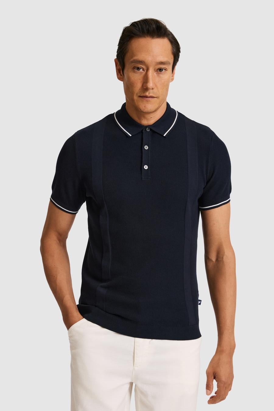 Lacivert Slim Fit Polo Yaka Saf Pamuk Triko T-shirt - 50320618023