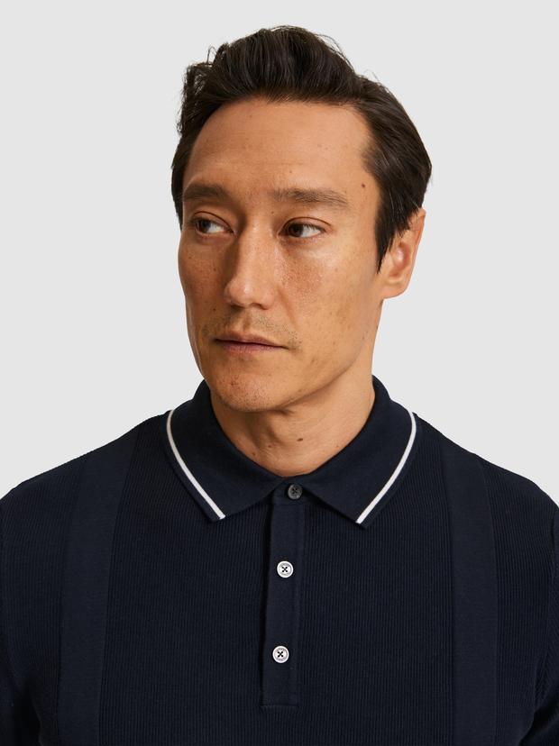 Lacivert Slim Fit Polo Yaka Saf Pamuk Triko T-shirt