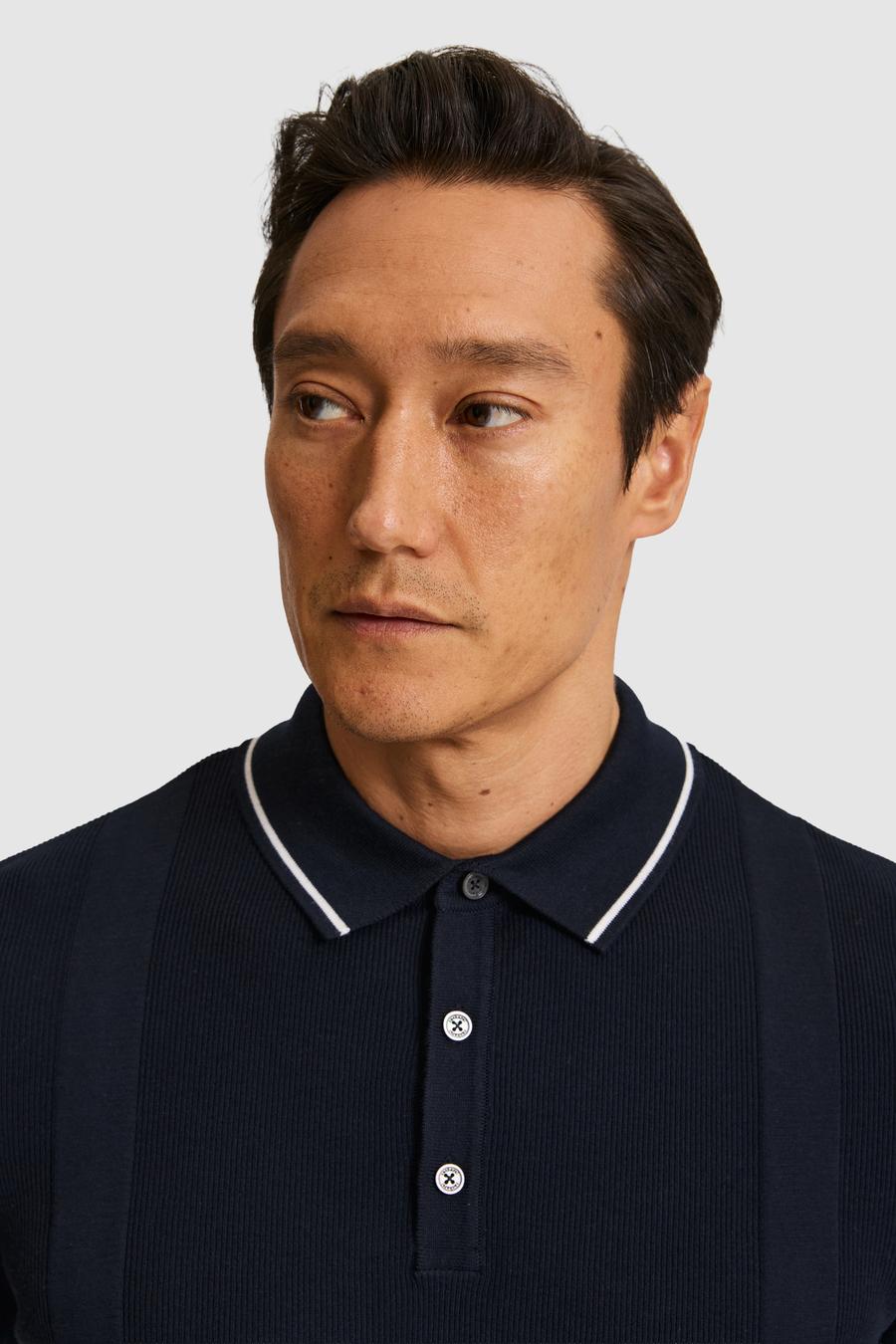 Lacivert Slim Fit Polo Yaka Saf Pamuk Triko T-shirt - 50320618023