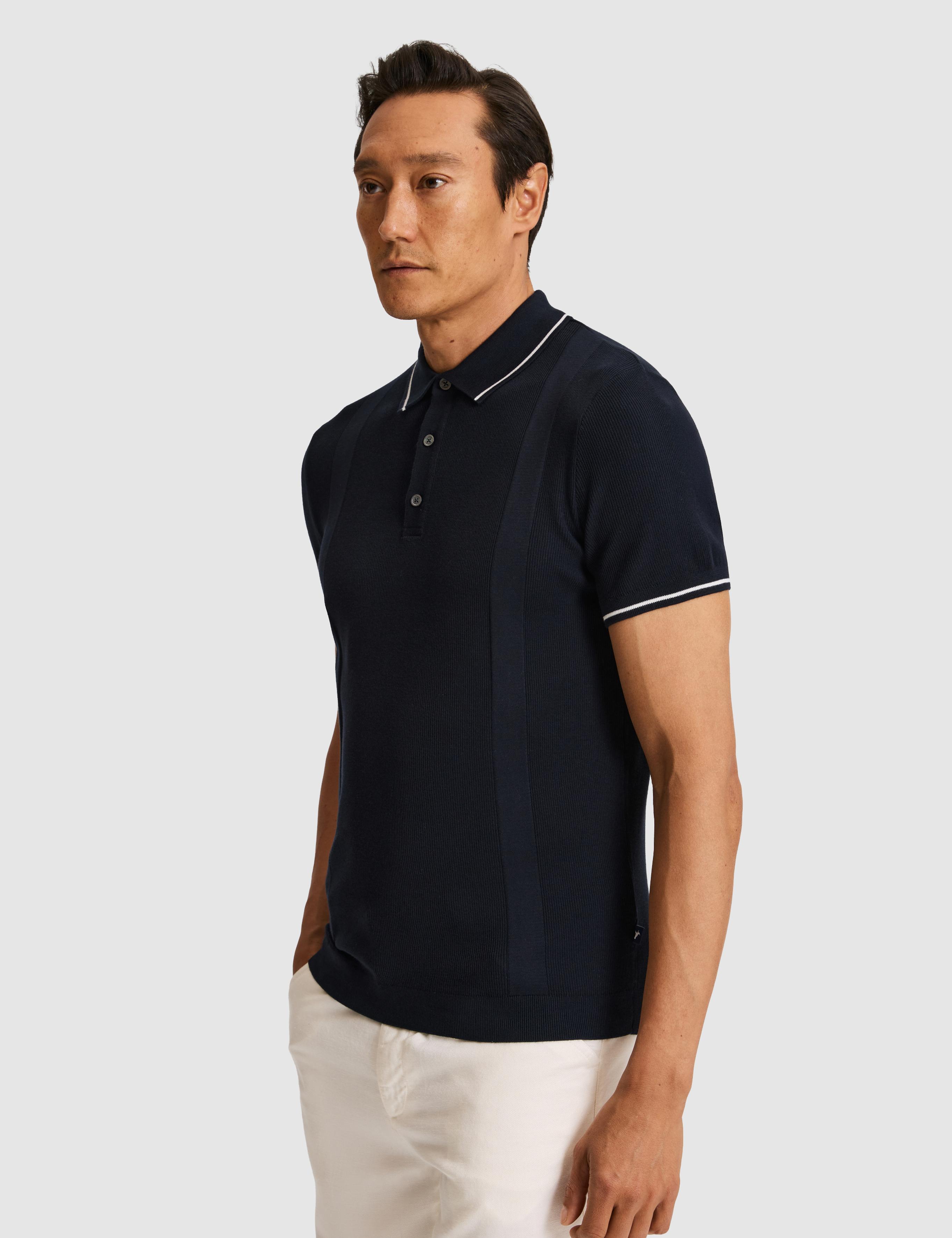 Lacivert Slim Fit Polo Yaka Saf Pamuk Triko T-shirt - 50320618023