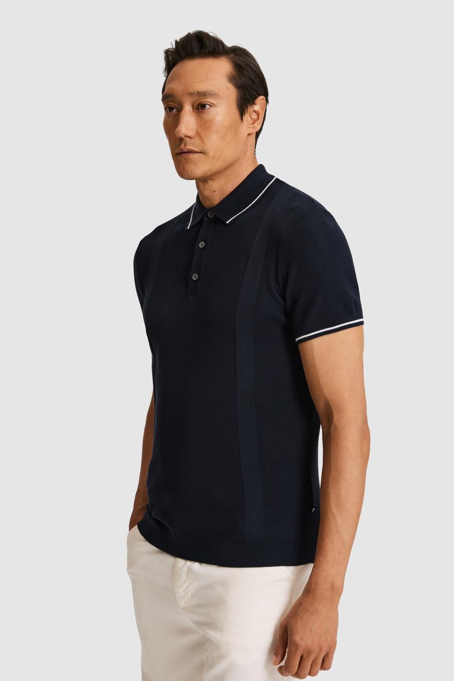 Lacivert Slim Fit Polo Yaka Saf Pamuk Triko T-shirt - 50320618023