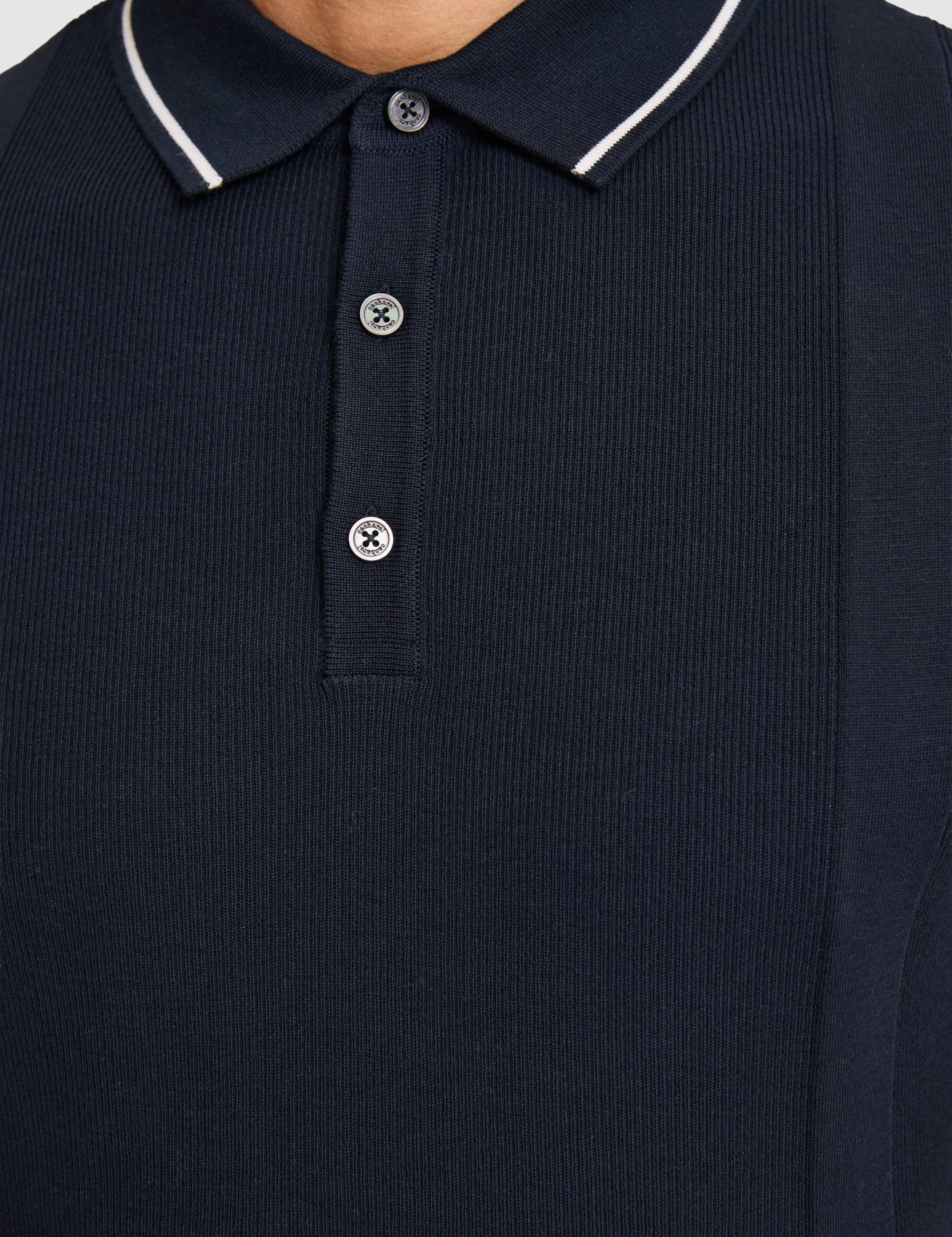 Lacivert Slim Fit Polo Yaka Saf Pamuk Triko T-shirt - 50320618023