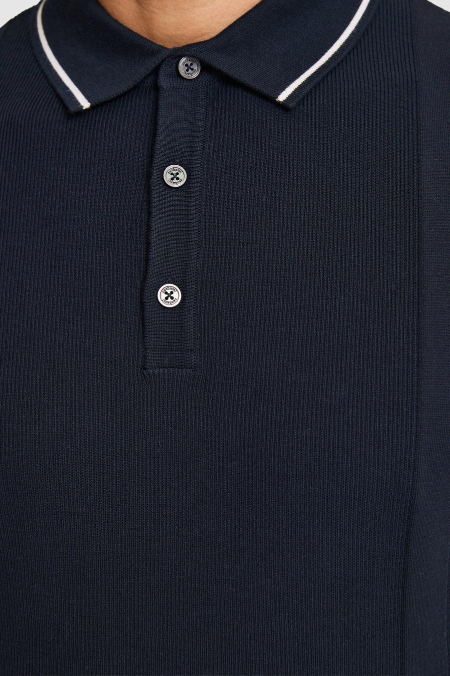 Lacivert Slim Fit Polo Yaka Saf Pamuk Triko T-shirt - 50320618023
