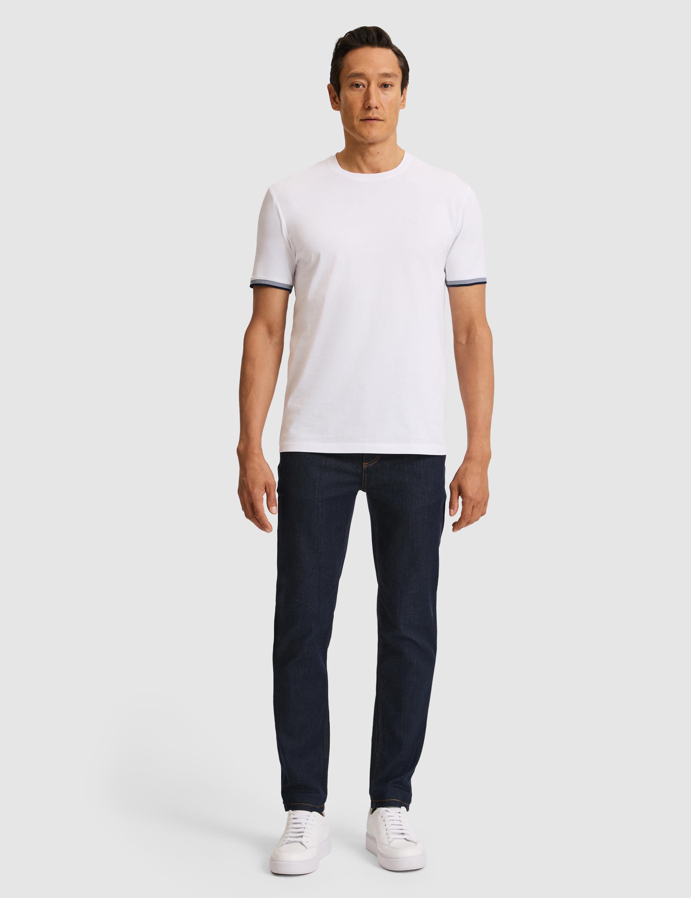 Beyaz Regular Fit Saf Pamuk Bisiklet Yaka Desenli T-shirt - 50324402004