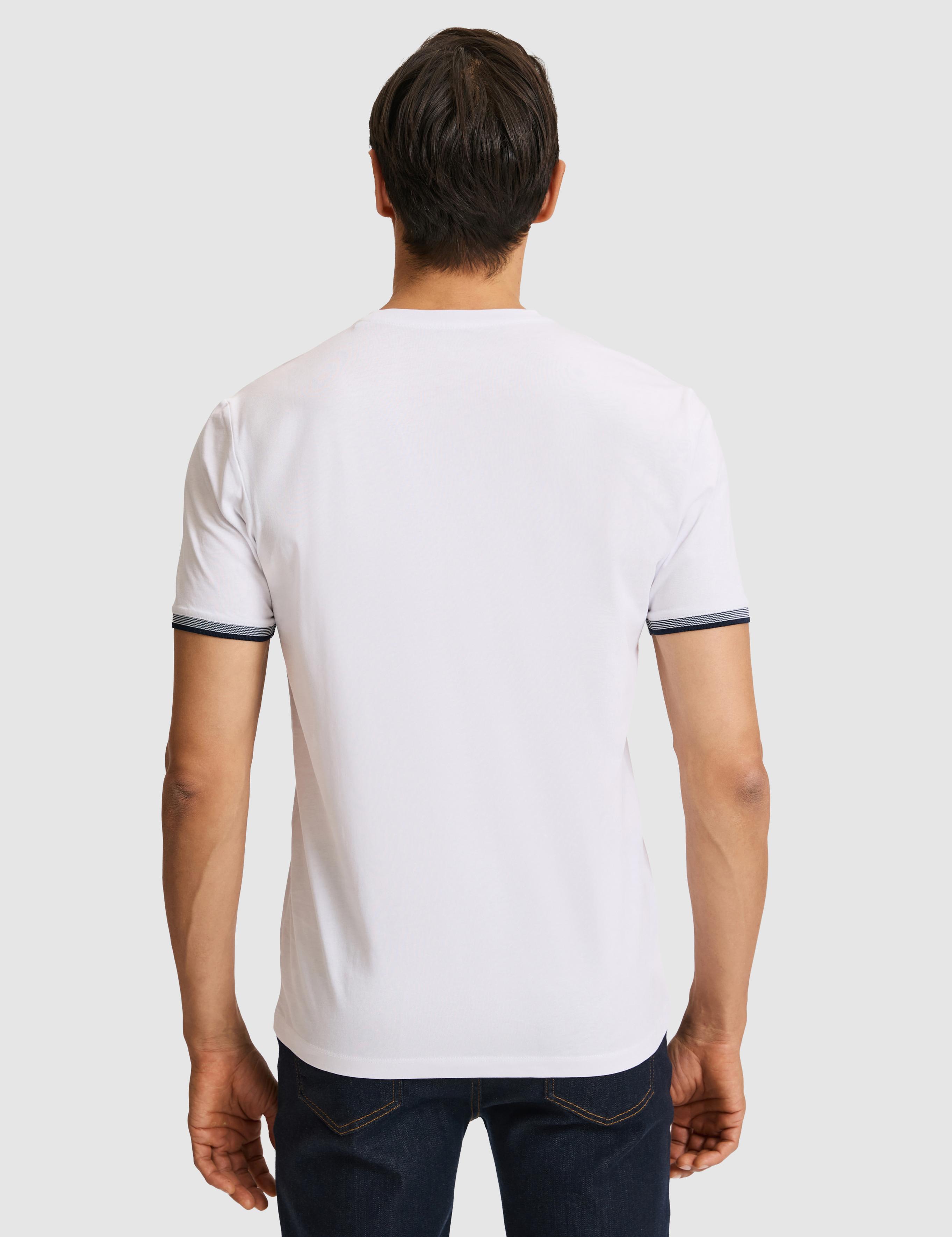 Beyaz Regular Fit Saf Pamuk Bisiklet Yaka Desenli T-shirt - 50324402004