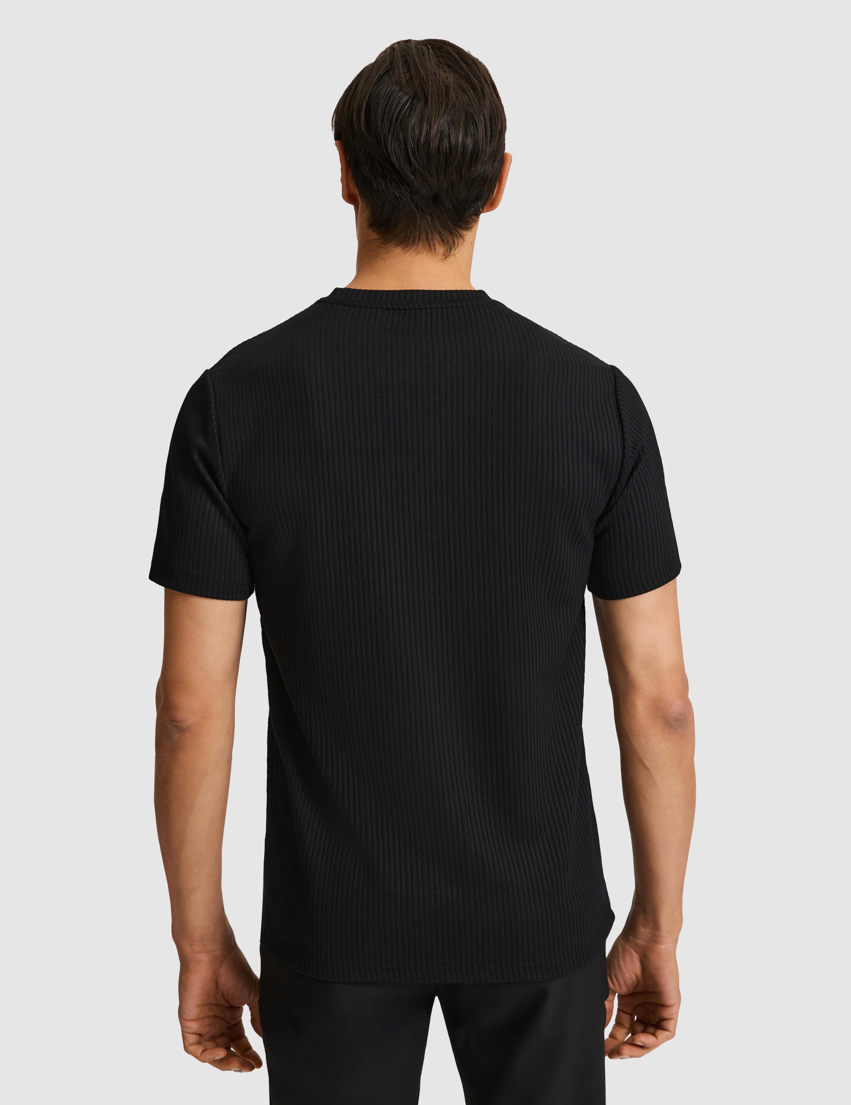 Siyah Slim Fit Dokulu Bisiklet Yaka T-shirt - 50324381012