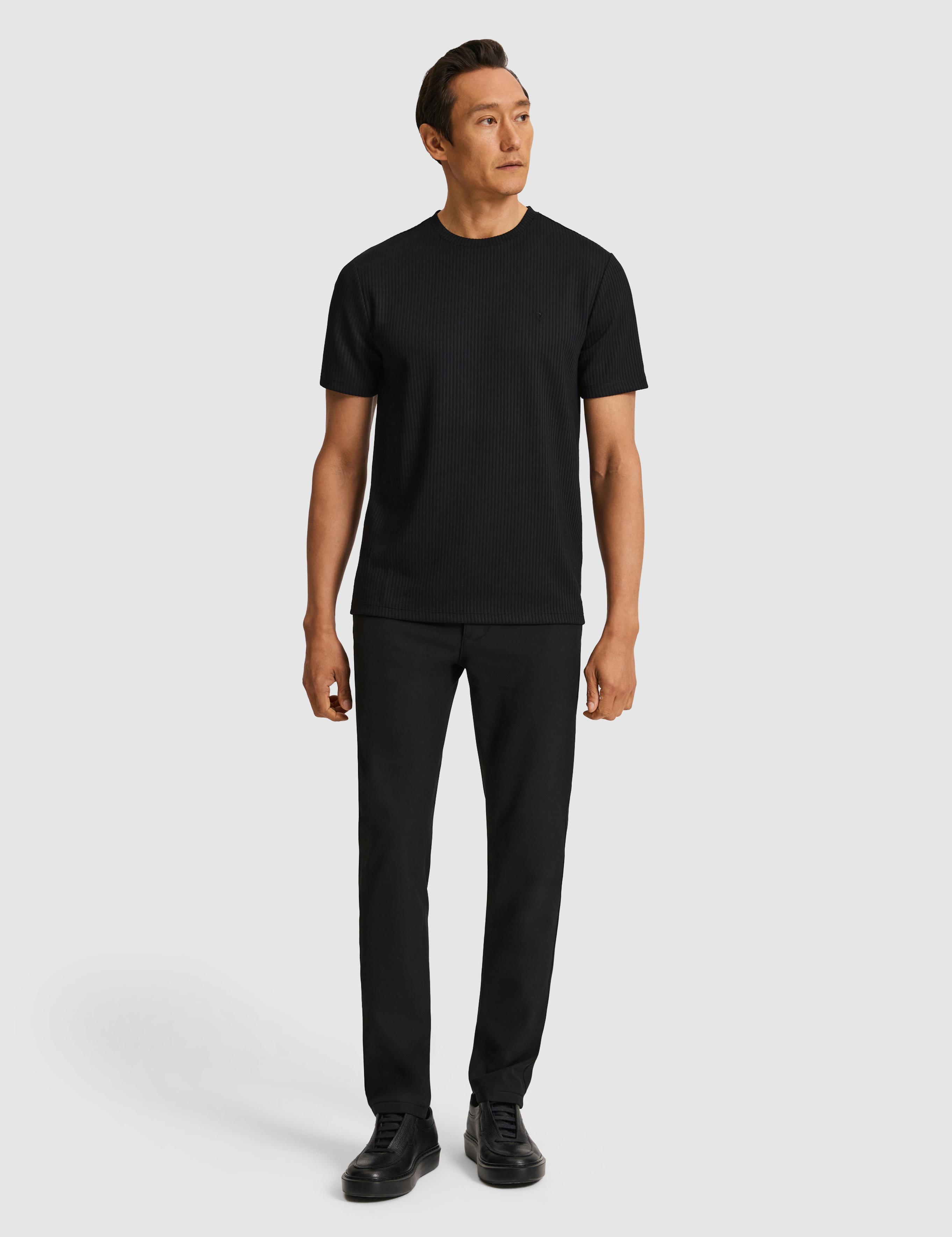 Siyah Slim Fit Dokulu Bisiklet Yaka T-shirt - 50324381012
