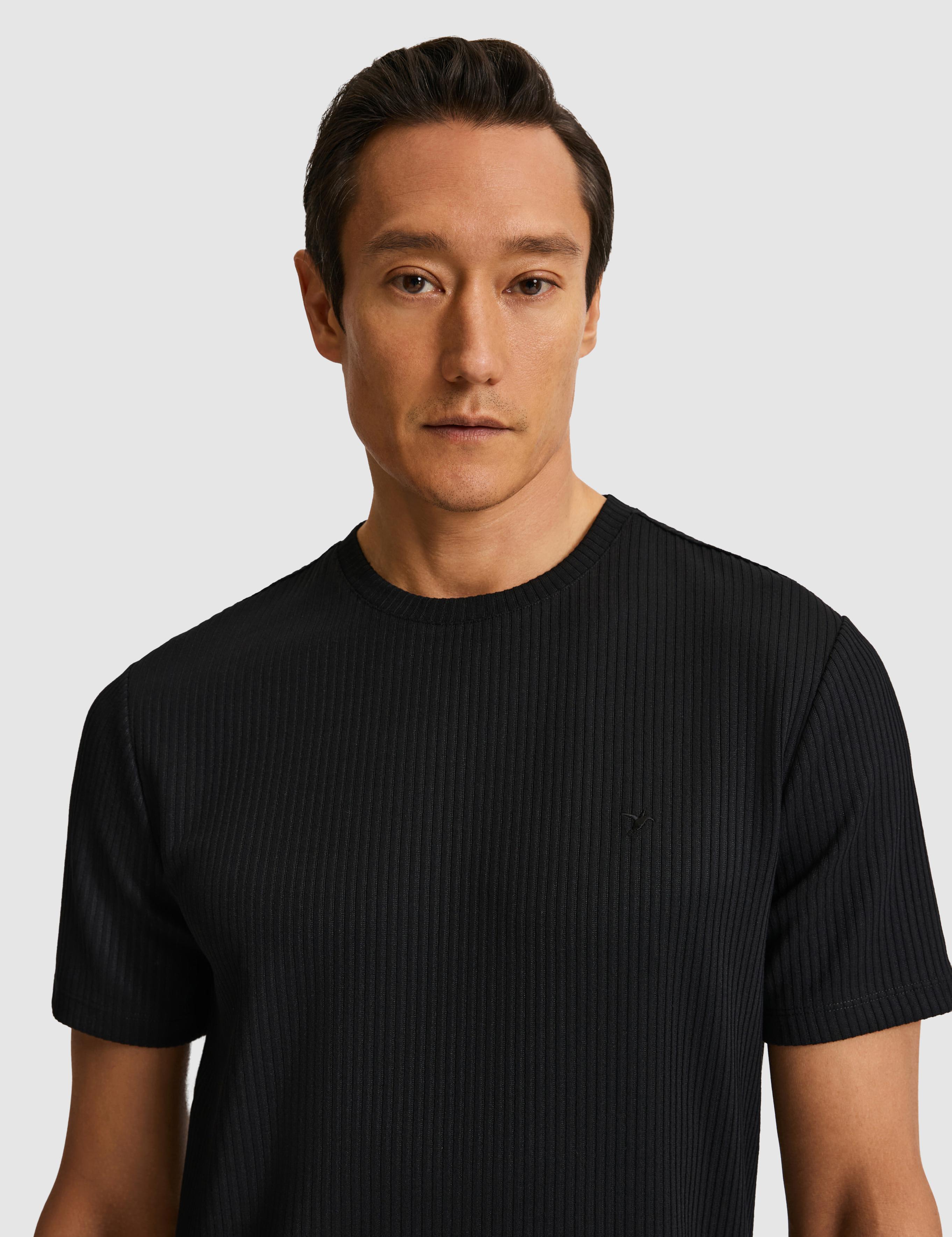 Siyah Slim Fit Dokulu Bisiklet Yaka T-shirt - 50324381012