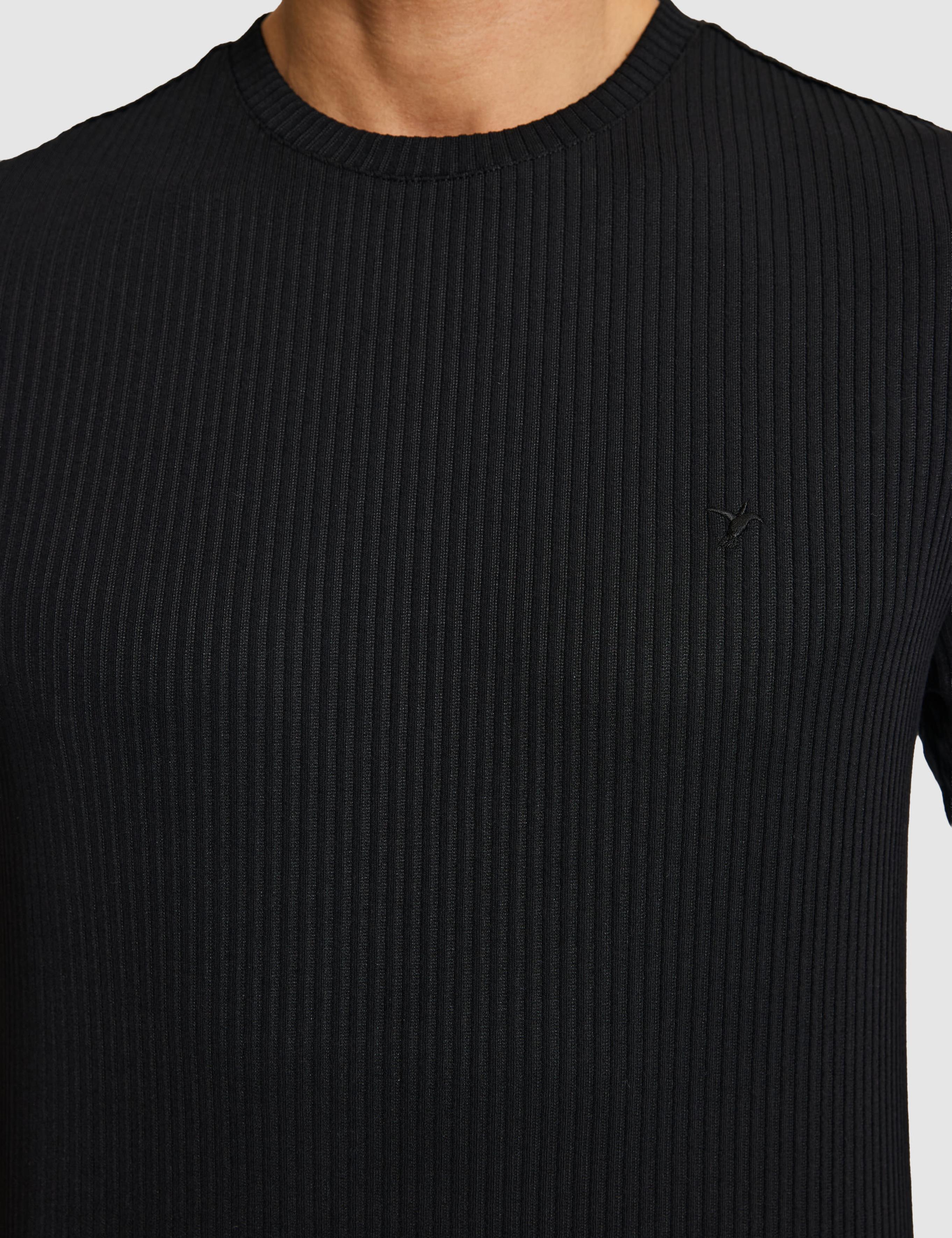 Siyah Slim Fit Dokulu Bisiklet Yaka T-shirt - 50324381012