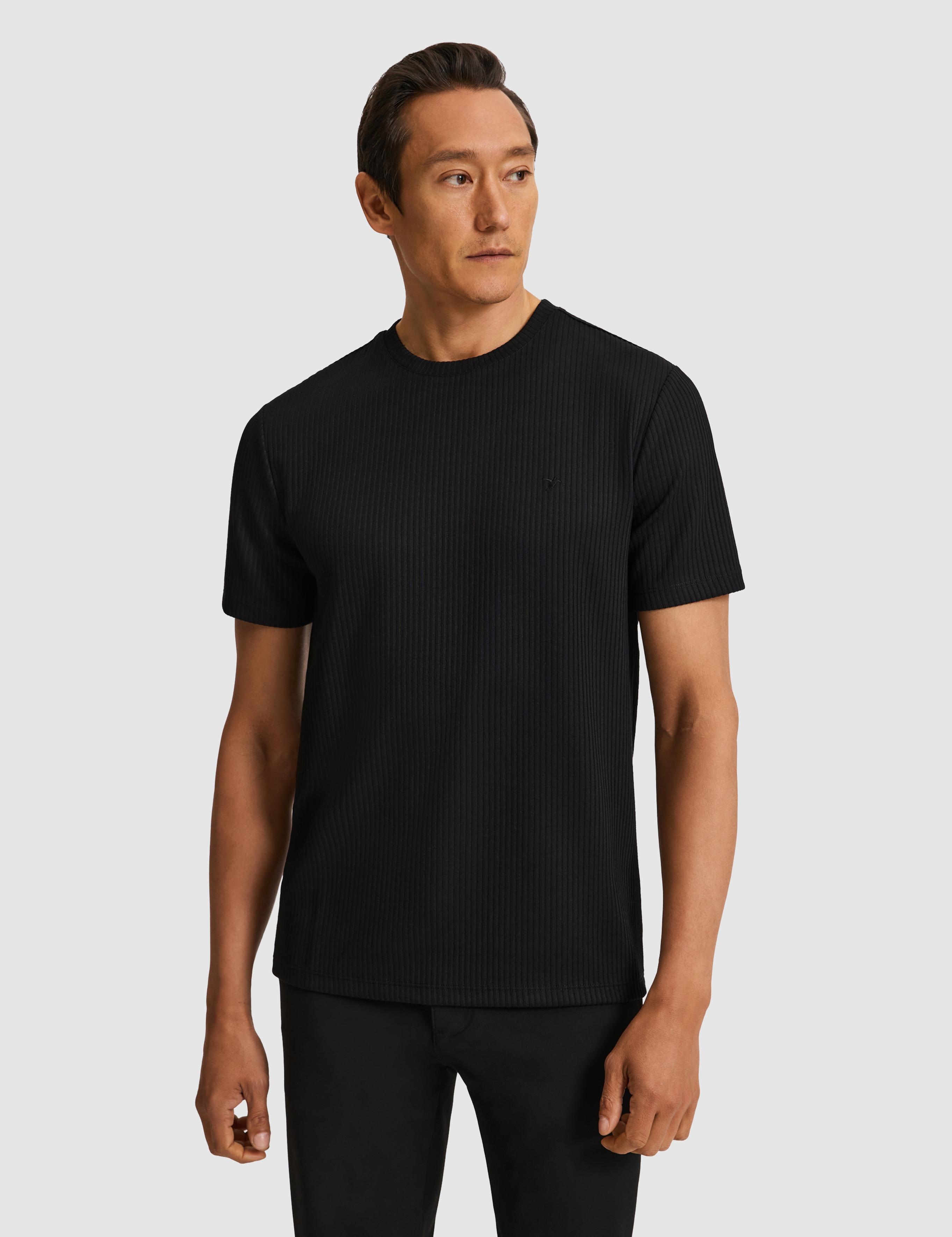 Siyah Slim Fit Dokulu Bisiklet Yaka T-shirt - 50324381012