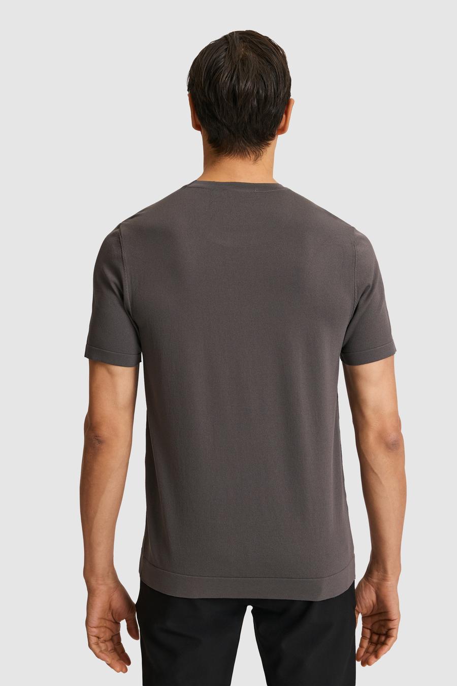 Antrasit Slim Fit Bisiklet Yaka Triko T-shirt - 50323863029