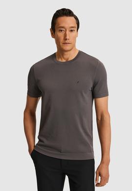 Antrasit Slim Fit Bisiklet Yaka Triko T-shirt