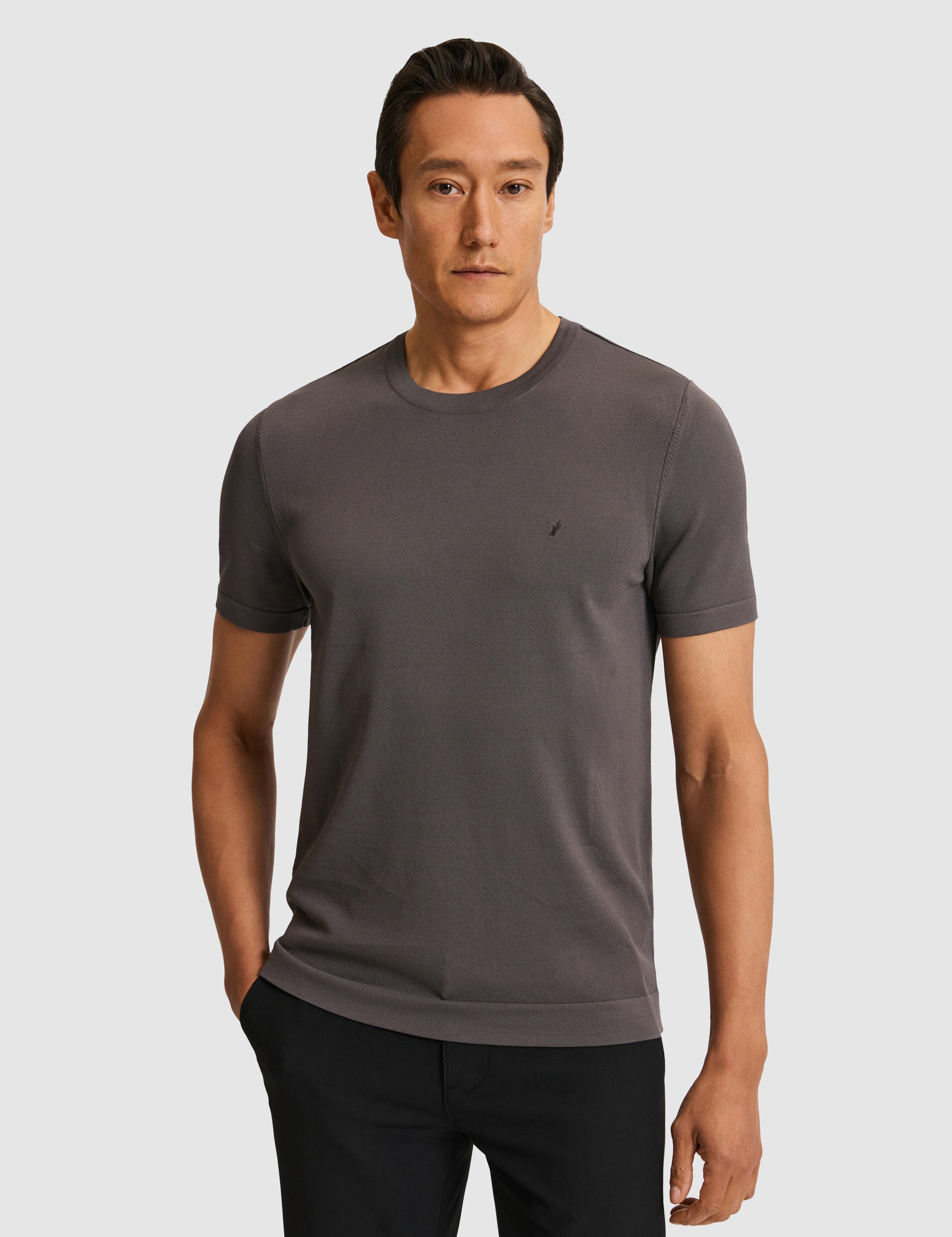 Antrasit Slim Fit Bisiklet Yaka Triko T-shirt - 50323863029