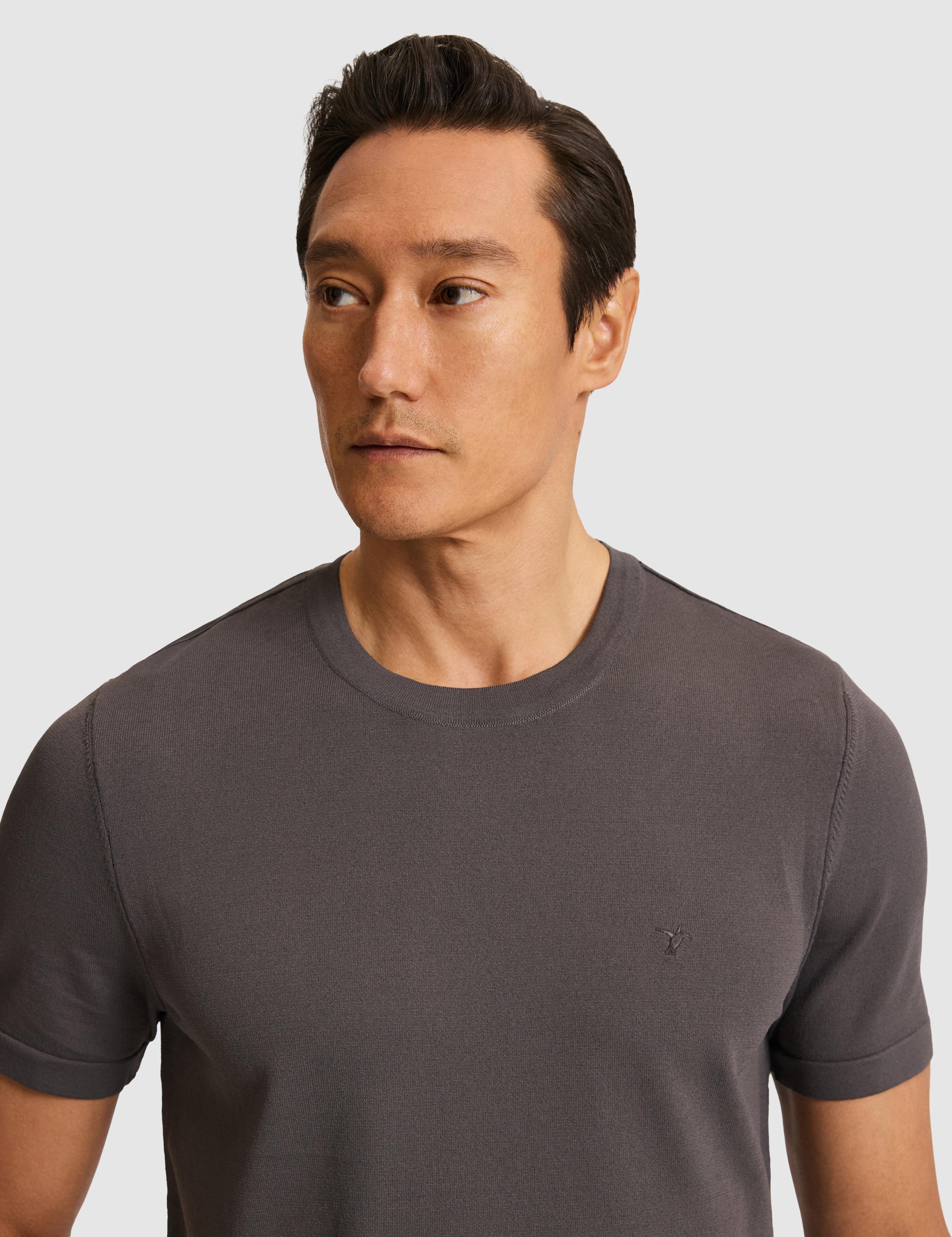 Antrasit Slim Fit Bisiklet Yaka Triko T-shirt - 50323863029